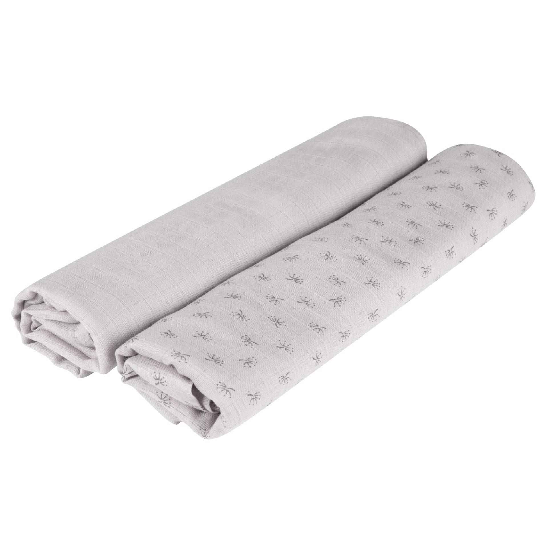 roba Organic 2er Set Puck- & Stilltuch 'Lil Planet' silbergrau, Bio-Baumwolle, GOTS, 120 x 120 cm