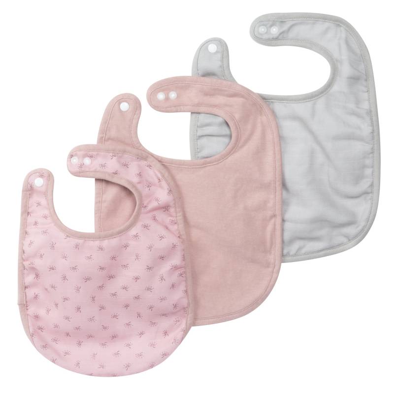 roba Organic 3er Lätzchenset 'Lil Planet' rosa/mauve, Jersey, Musselin, Bio-Baumwolle, GOTS, 23 x 30 cm