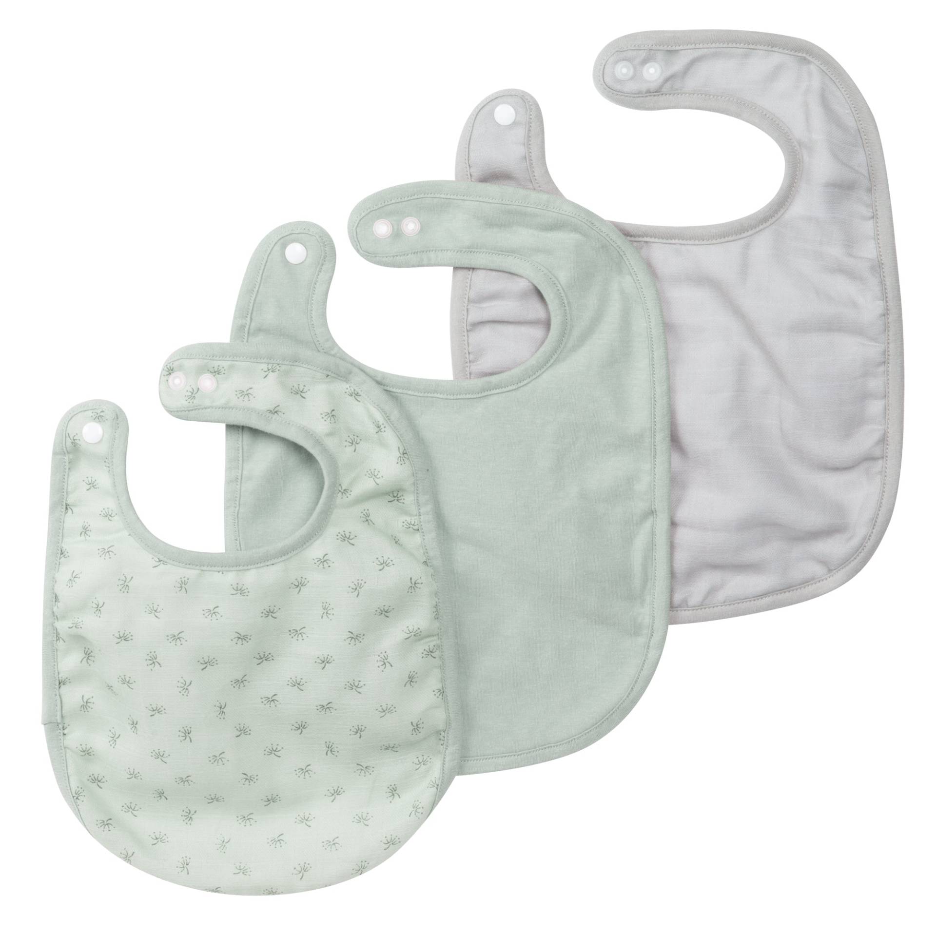 roba Organic 3er Set Lätzchen 'Lil Planet' frosty green, Jersey, Musselin, Baumwolle, GOTS, 23 x 30 cm
