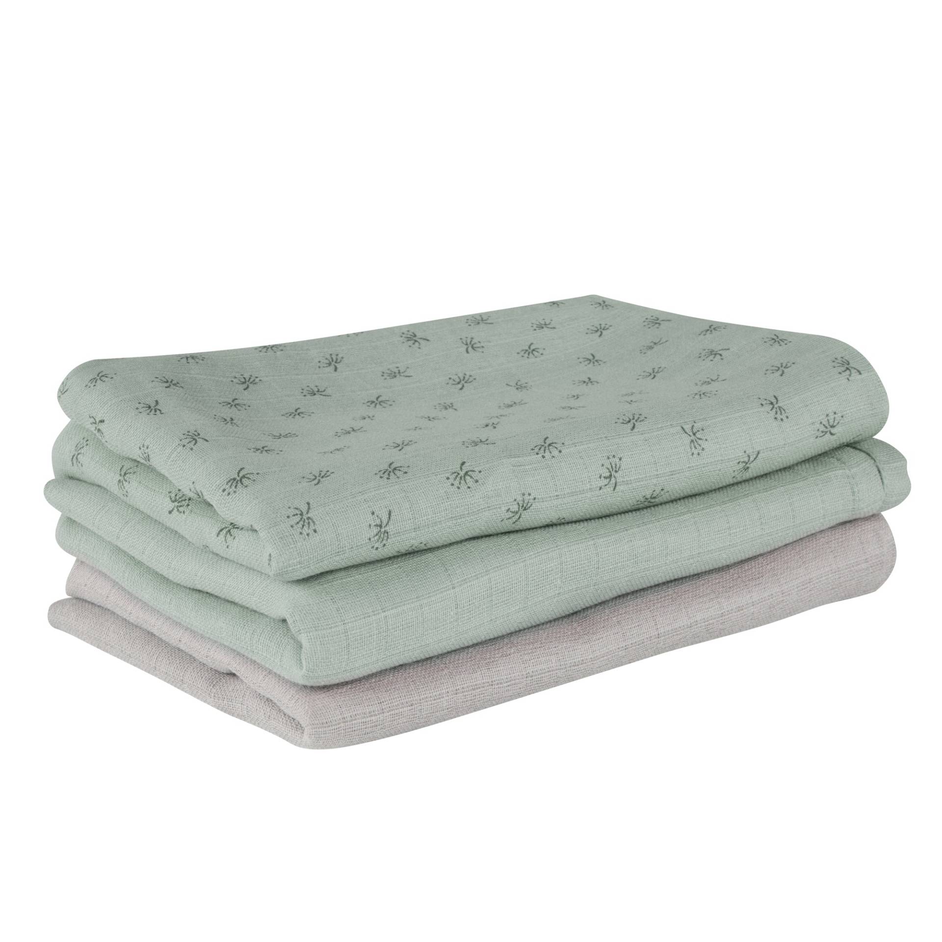roba Organic 3er Windelset 'Lil Planet' frosty green, Musselin-Stoff, Bio-Baumwolle, GOTS, 80 x 80 cm
