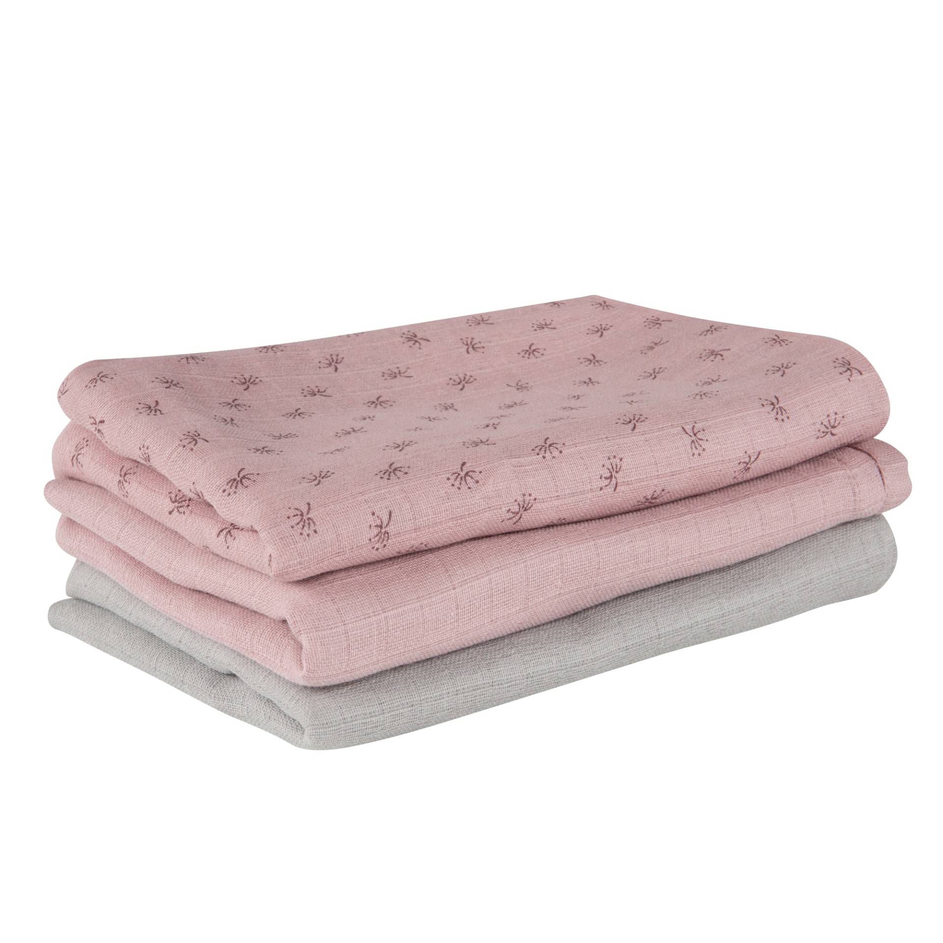 roba Organic 3er Windelset 'Lil Planet' rosa/mauve, Musselin-Stoff, Bio-Baumwolle, GOTS, 80 x 80 cm