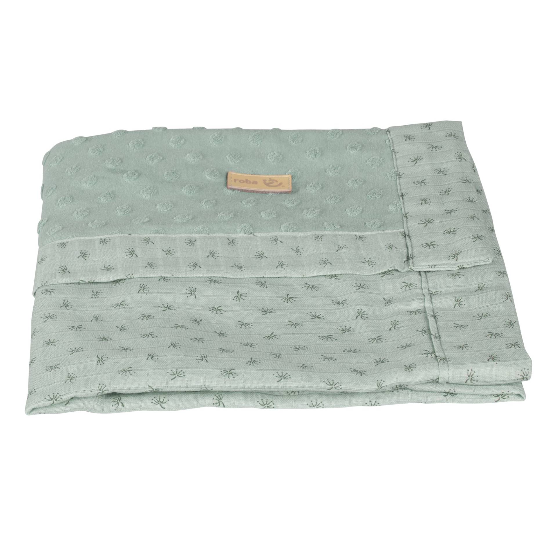 roba Organic Decke 'Lil Planet' frosty green, Terry Dots, Bio-Baumwolle, GOTS zertifiziert, 80 x 80 cm