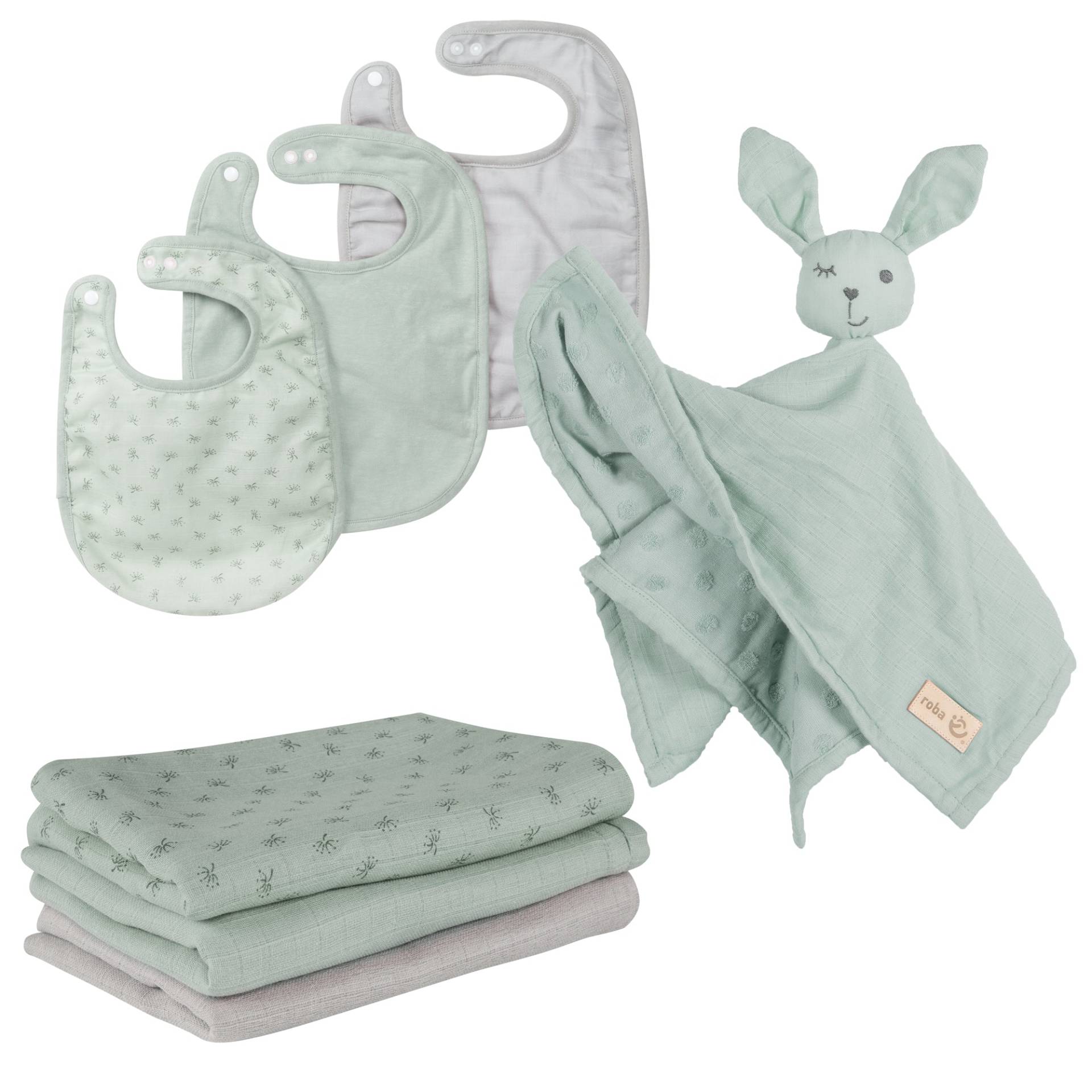 roba Organic Geschenkset Baby Essentials 'Lil Planet' frosty green aus Bio-Baumwolle, GOTS zertifiziert