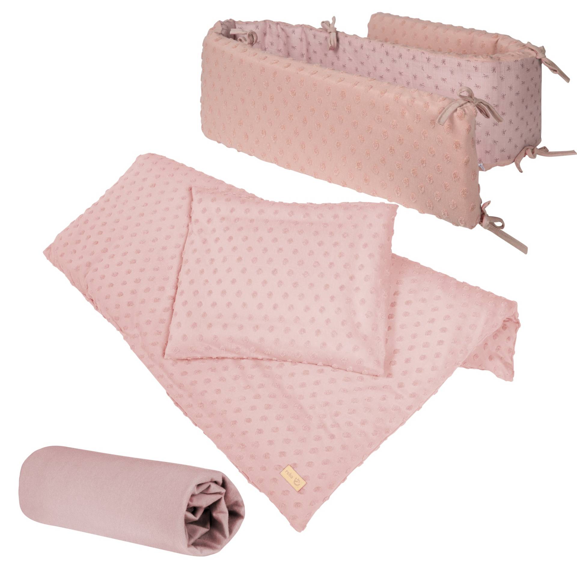 roba Organic Geschenkset 'Lil Planet' rosa/mauve, Bio-Bettwäsche, Bettlaken & Nestchen