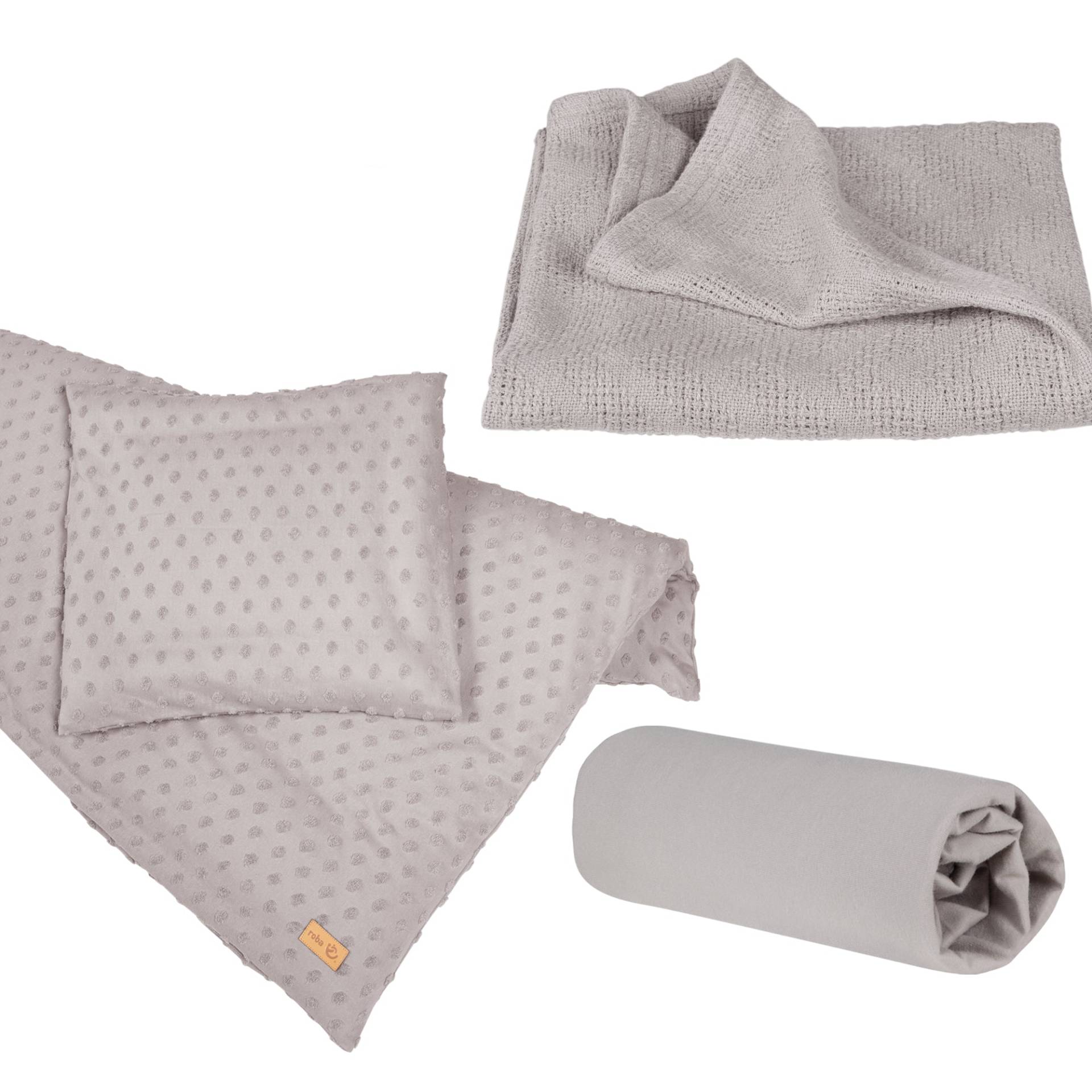 roba Organic Geschenkset 'Lil Planet' silbergrau, Bio-Bettwäsche, -Spannbettlaken & -Babydecke, GOTS