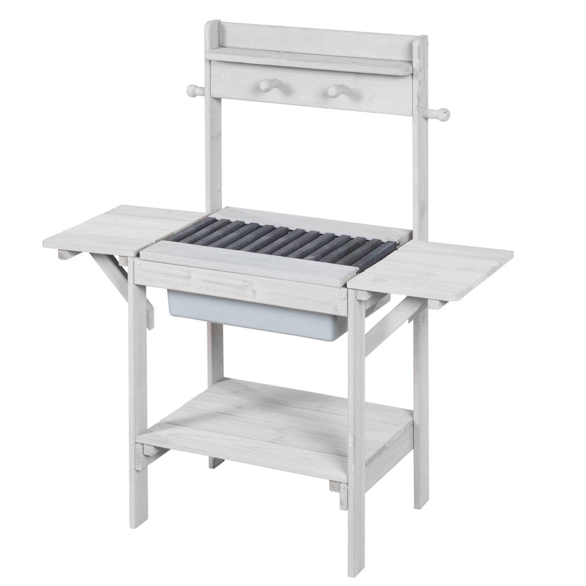 roba Outdoor-Matschküche 'BBQ', Wetterfeste Gartenküche für Wasser & Sand, Holz grau