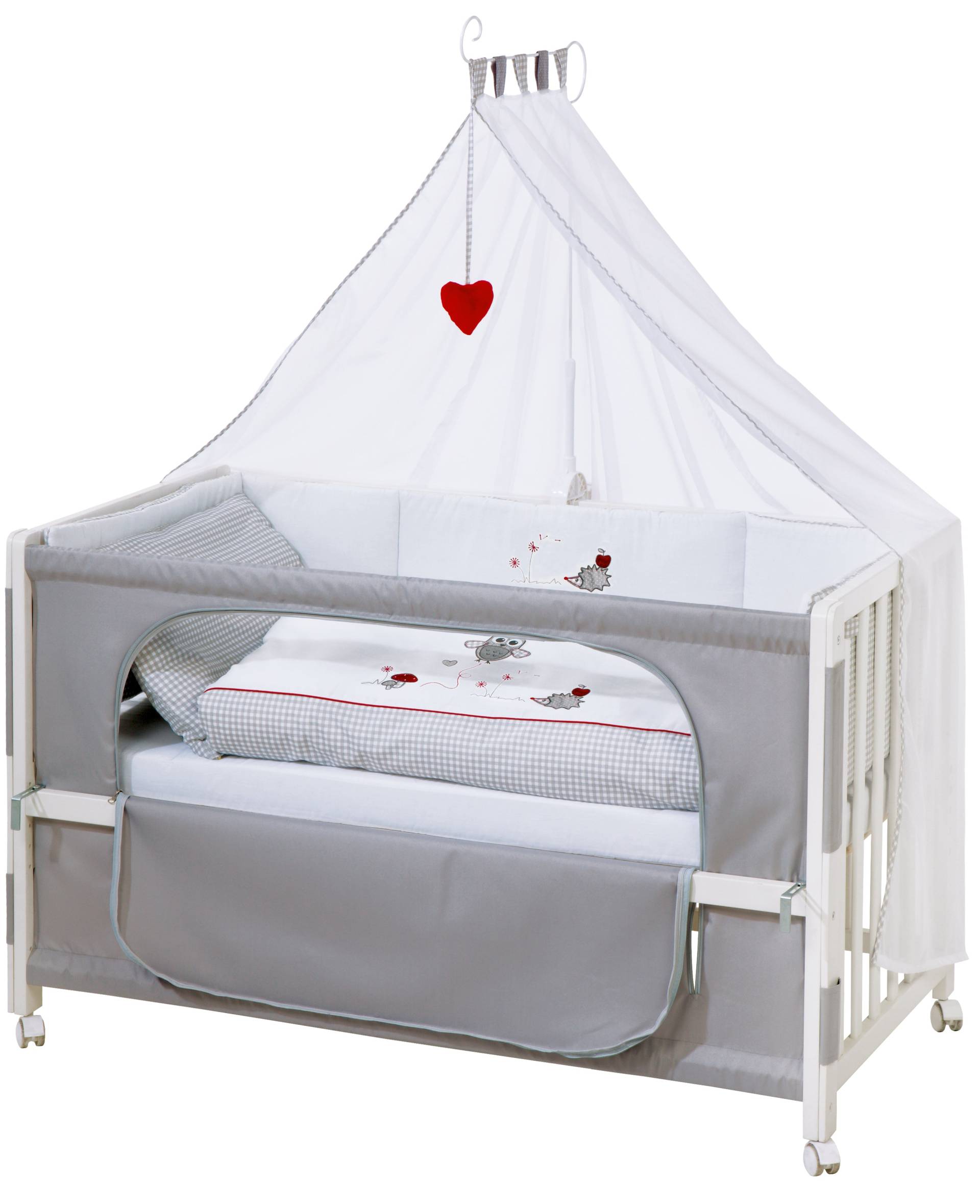 roba Room Bed 'Adam & Eule', 60 x 120 cm, Beistellbett zum Elternbett, komplette Ausstattung