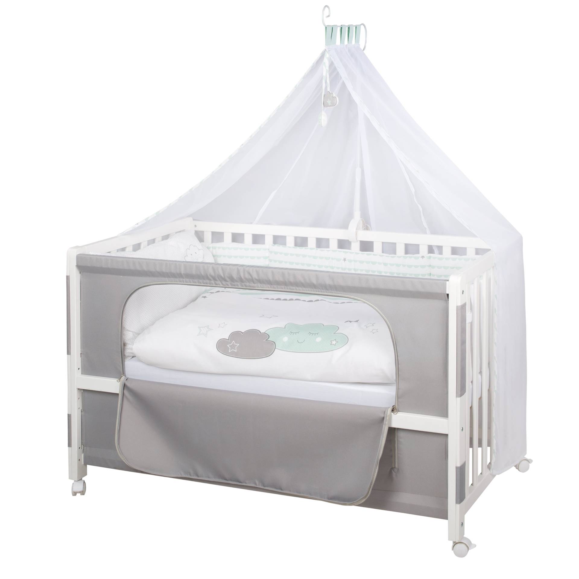 roba Room Bed 'Happy Cloud', 60 x 120 cm, Beistellbett zum Elternbett, komplette Ausstattung