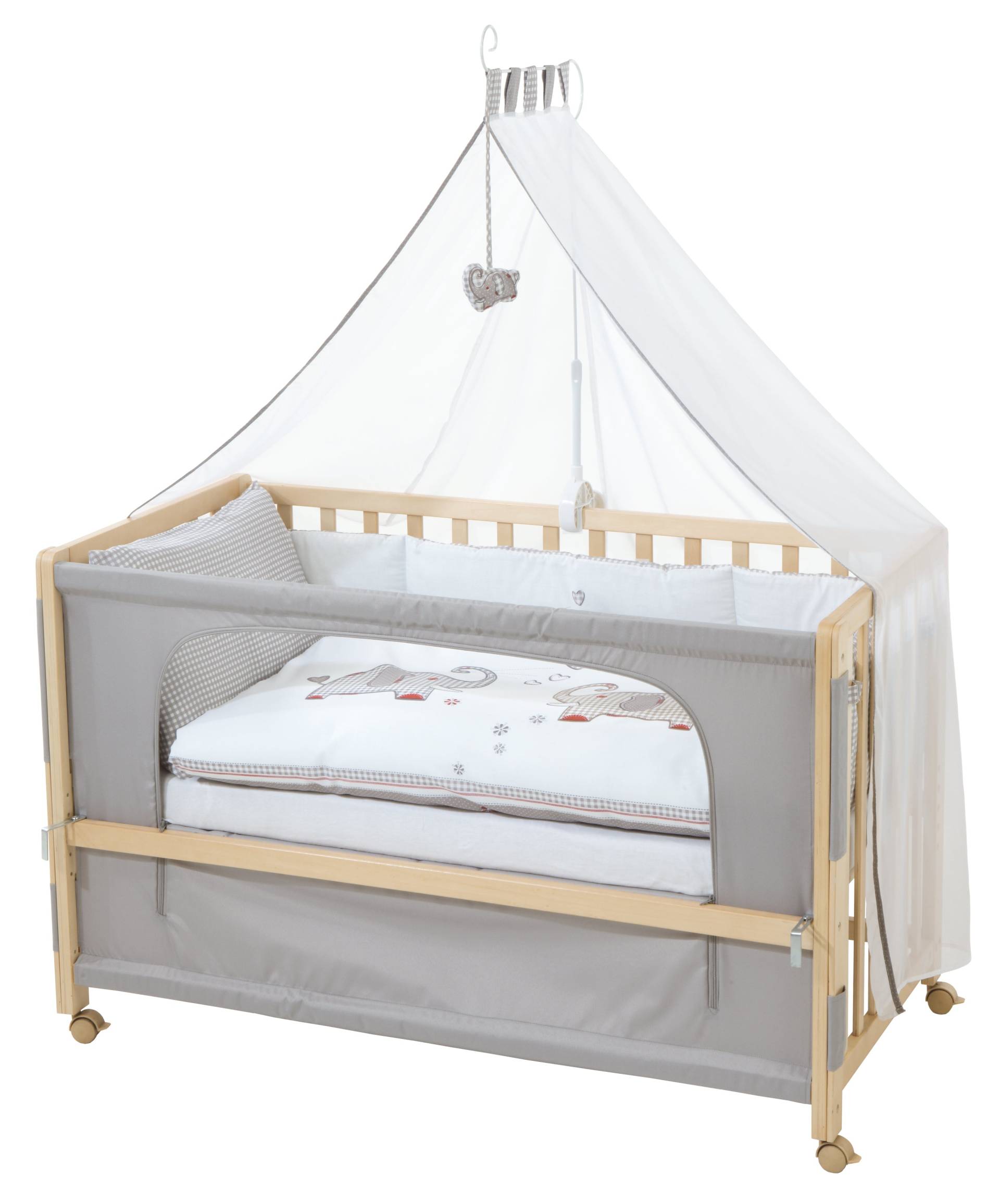 roba Room Bed 'Jumbo Twins', 60 x 120 cm, Beistellbett zum Elternbett mit kompletter Ausstattung