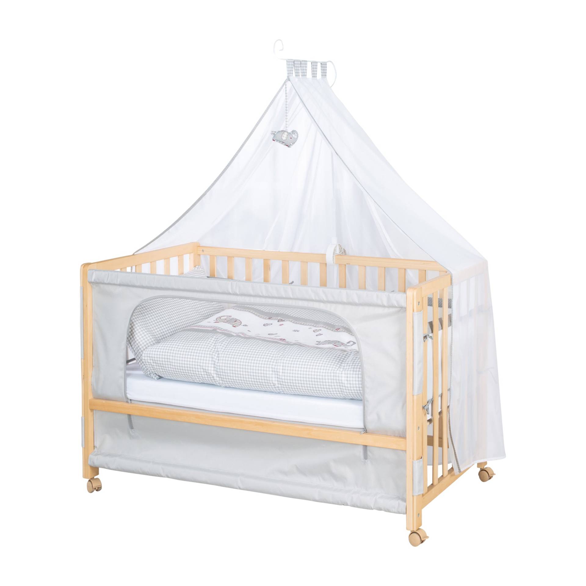 roba Room Bed 'Jumbo twins grau' 60 x 120 cm + Textilausstattung - Holz natur