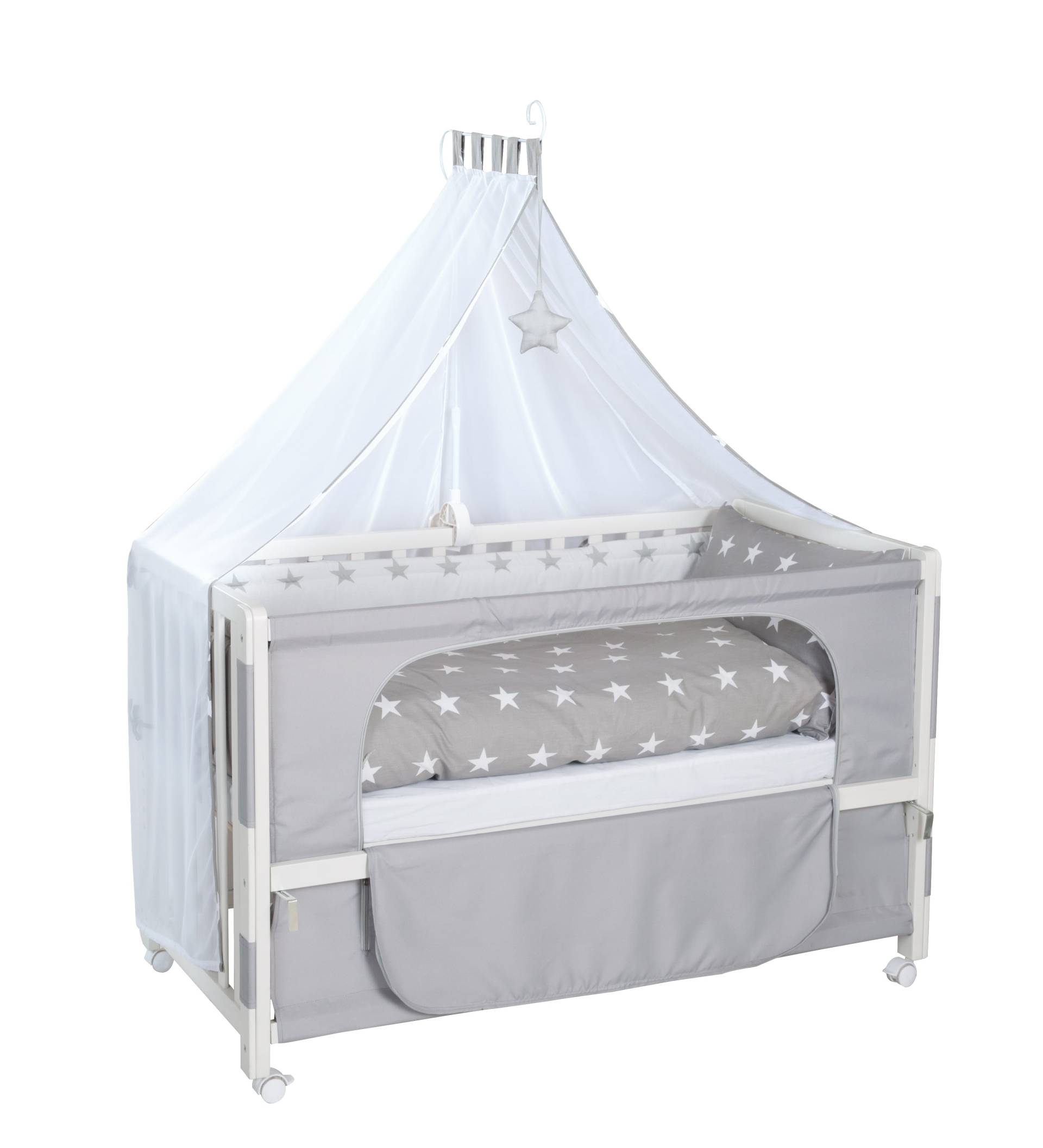 roba Room Bed 'Little Stars', 60 x 120 cm, Beistellbett zum Elternbett mit kompletter Ausstattung