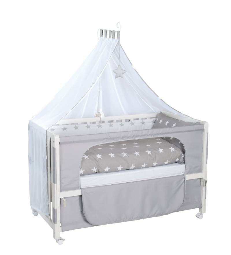 roba Room Bed 'Little Stars', 60 x 120 cm, Beistellbett zum Elternbett mit kompletter Ausstattung