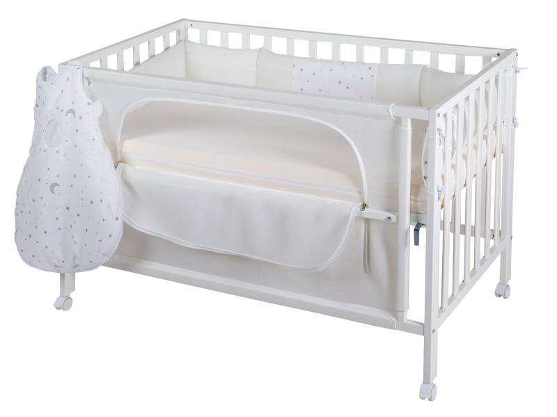 roba Room Bed 'safe asleep®', 60 x 120 cm, 'Sternenzauber', Beistellbett inkl. Zubehör, weiß lackiert