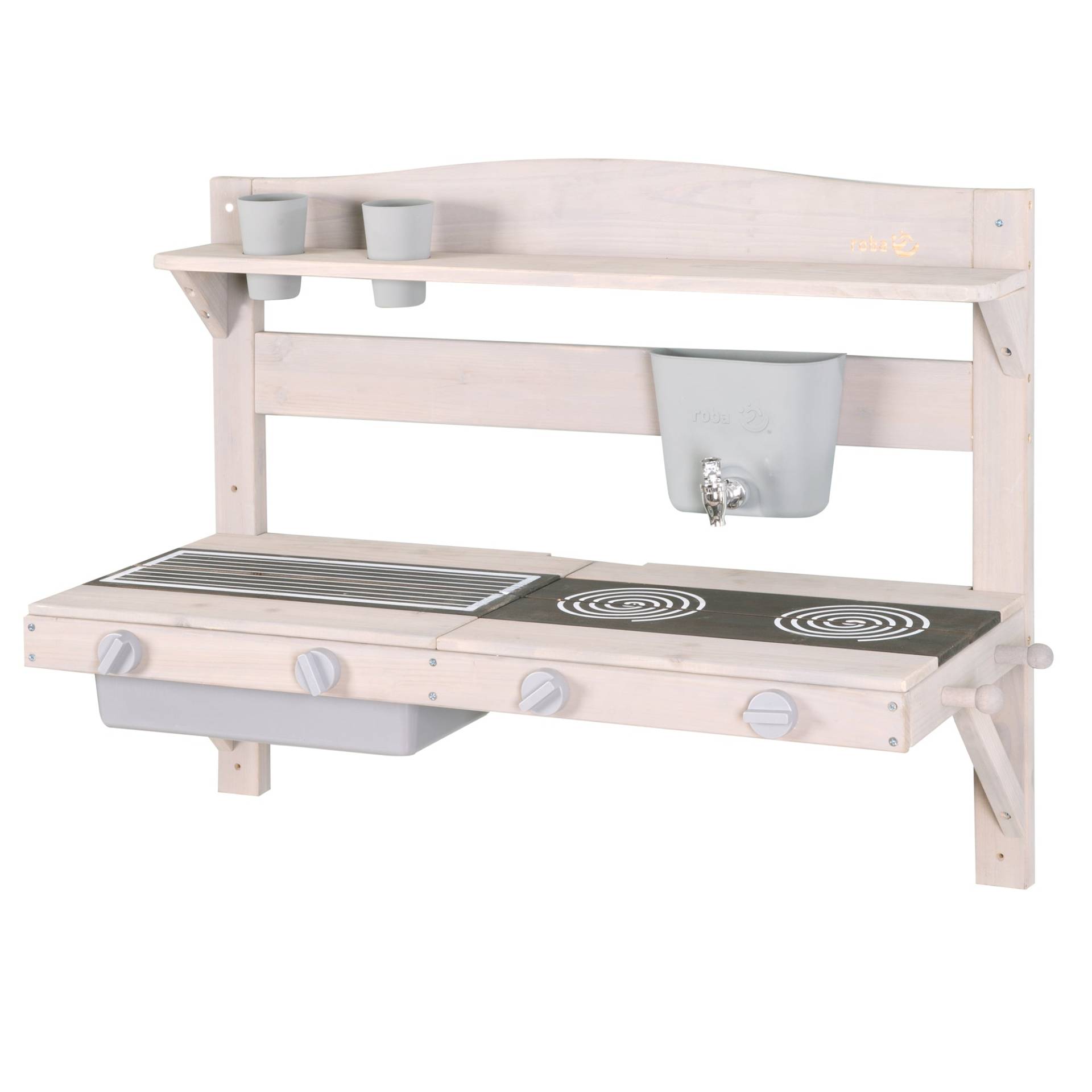 roba Spiel- & Matschküche zum Hängen - FSC zertifiziertes Holz - Grau lasiert