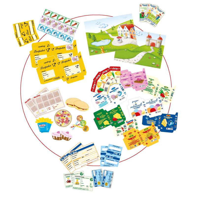 roba Spielhaus-Kombination 4-seitig - Kaufladen, Kaspertheater, Kiosk, Bank & Post - Mehrfarbig