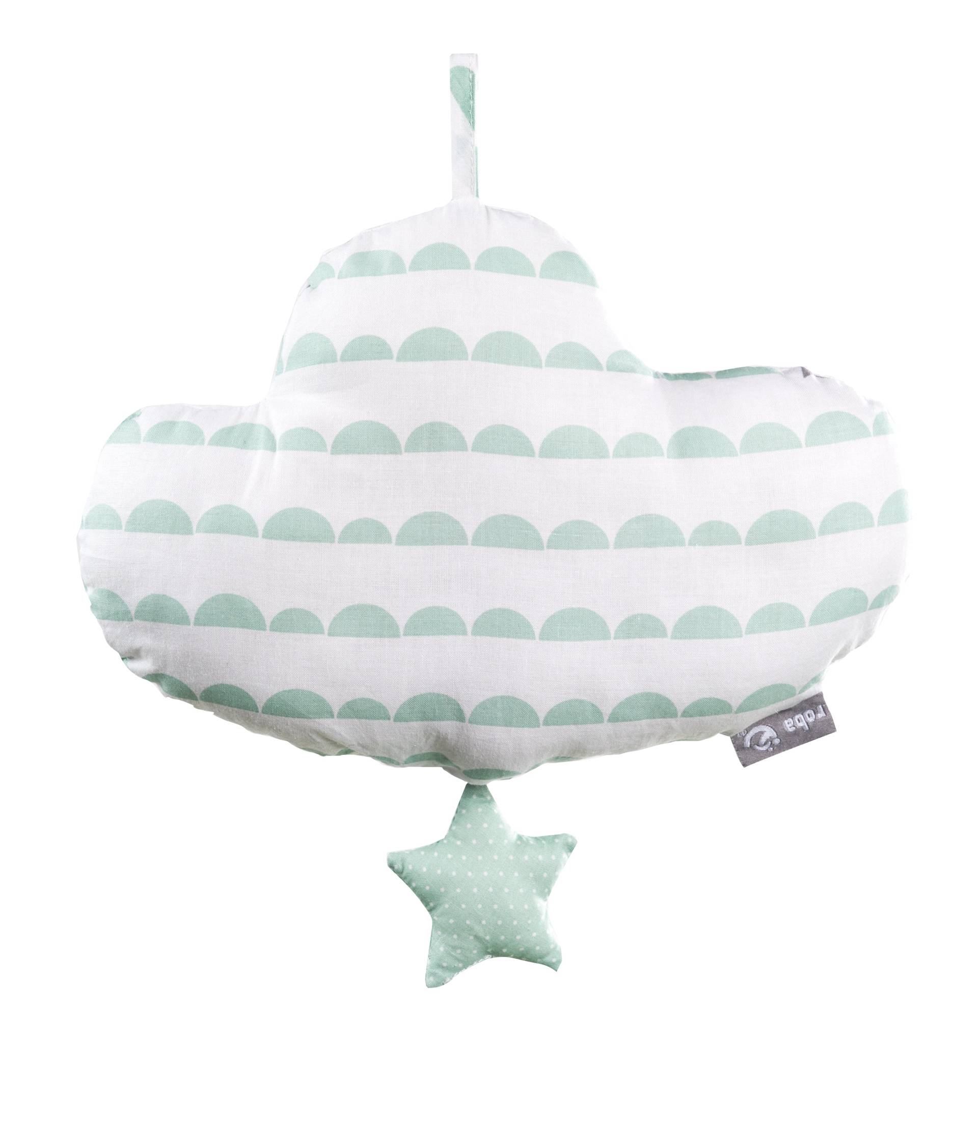 roba Spieluhr 'Happy Cloud', Einschlafhilfe, Textil-Wolke waschbar, Babyzimmer Deko taupe / mint