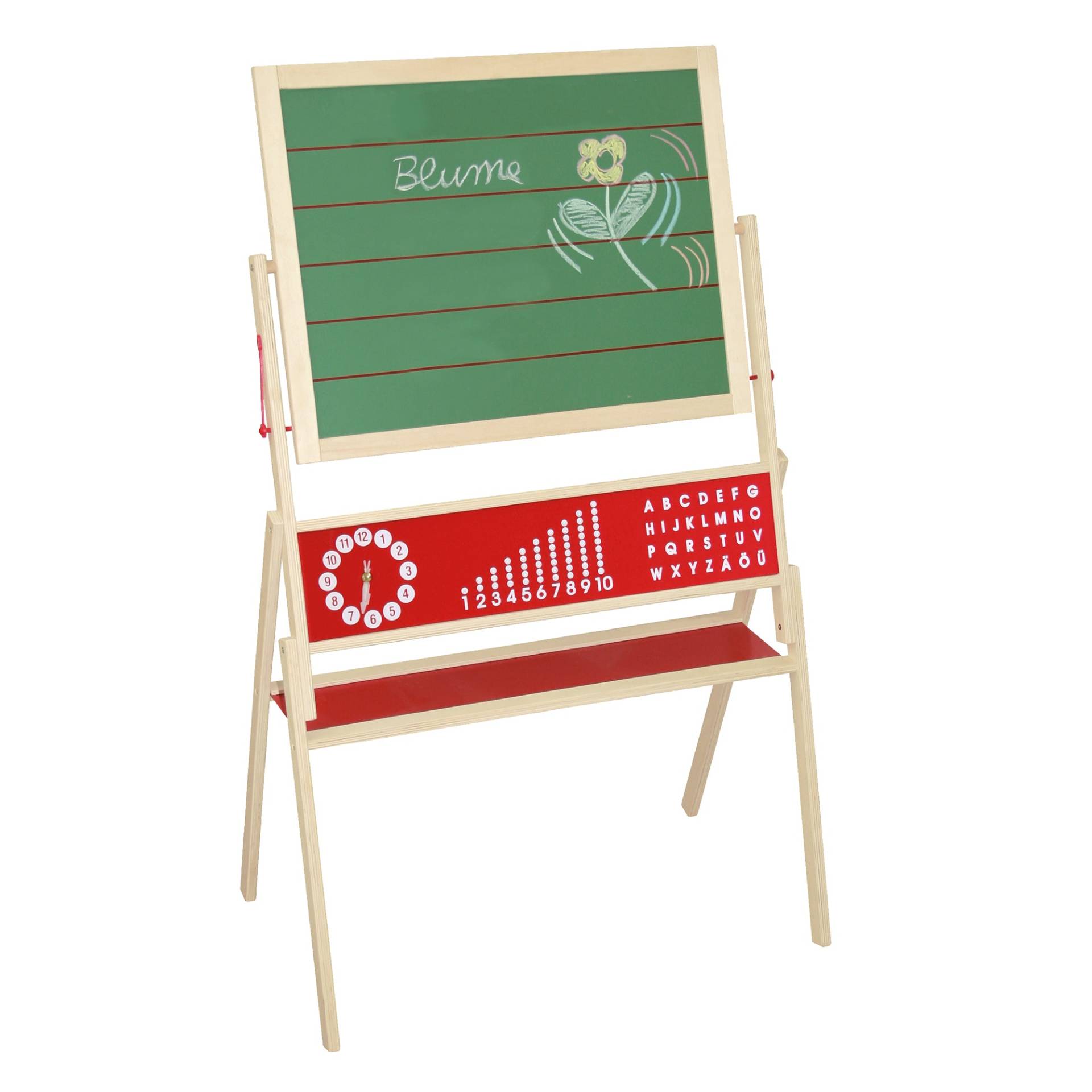 roba Standtafel drehbar, Schreibtafel liniert, Maltafel magnetisch, Kindertafel Holz, natur