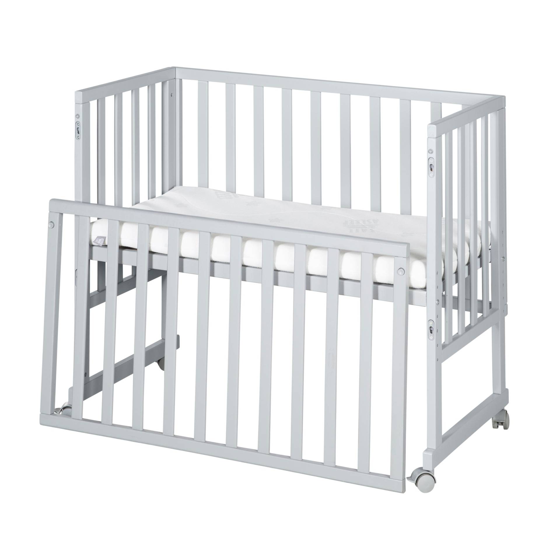 roba Stuben- & Beistellbett 3in1 mit Barriere + Matratze - Holz taupe
