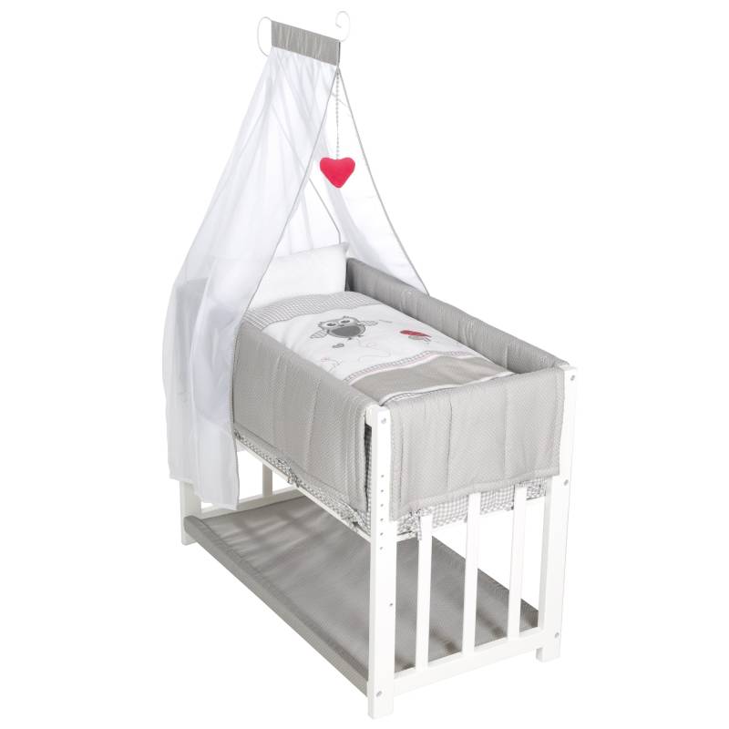 roba Stuben- & Beistellbett 'Adam & Eule' 4 in 1, Babybett, Wiege & Kinderbank, weiß roba Stuben- & Beistellbett 'Adam & Eule' 4 in 1, Babybett, Wiege & Kinderbank, weiß