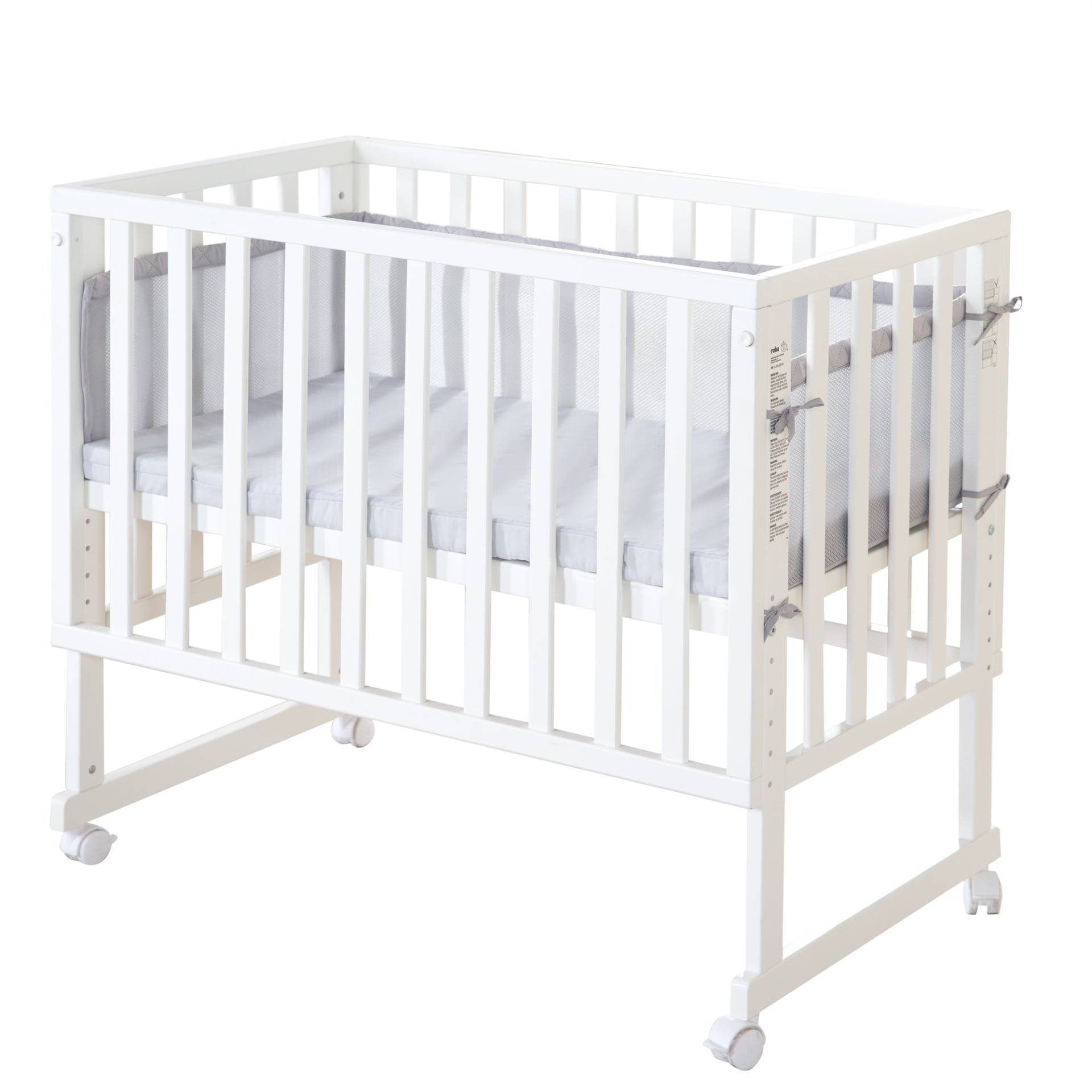 roba Stuben- & Beistellbett 'roba Style' 3 in 1 mit Barriere, Holz weiß, inkl. Matratze & Nestchen