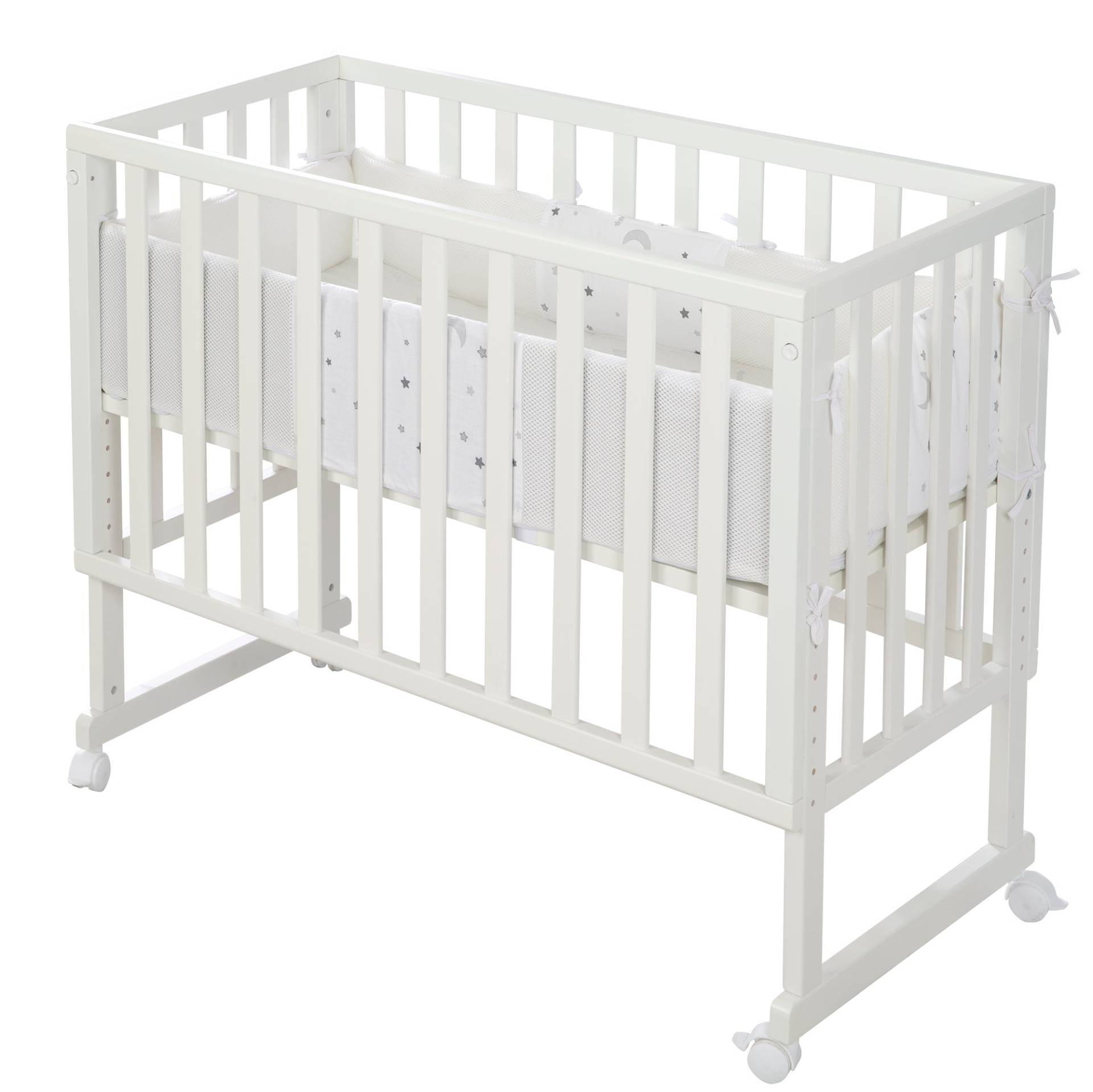 roba Stuben- & Beistellbett 'safe asleep®' 3 in 1 inkl. Matratze & Nestchen 'Sternenzauber grau'