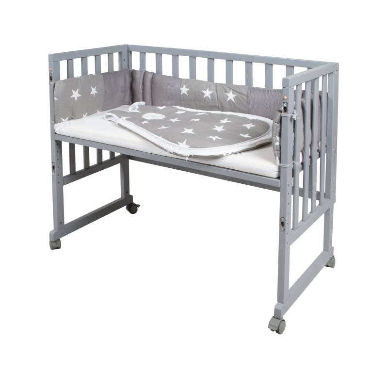 roba Stubenbett 'safe asleep®' 3 in 1,  'Little Stars', Beistellbett grau, Babybett & Bank, mit Zubehör