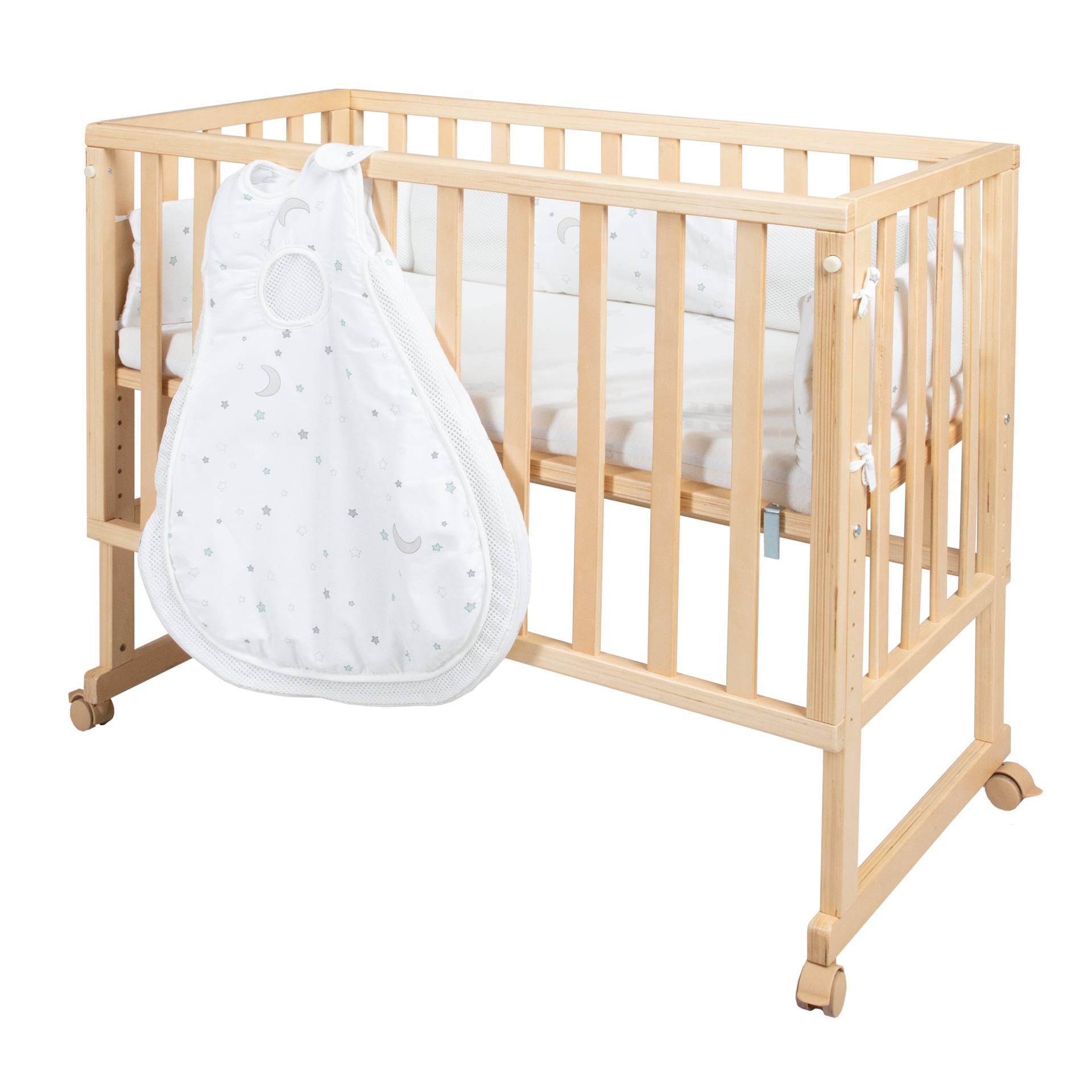 roba Stubenbett 'safe asleep®' 3 in 1, 'Sternenzauber', Beistellbett, Babybett & Bank, natur, inkl. Zubehör