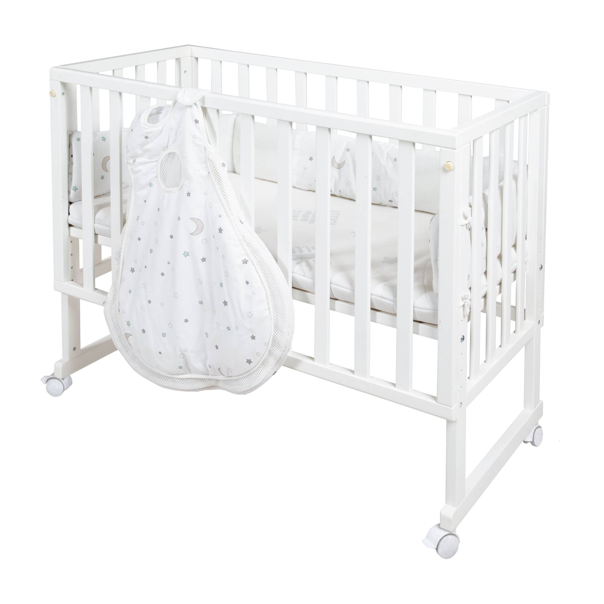 roba Stubenbett 'safe asleep®' 3 in 1, 'Sternenzauber', Beistellbett weiß, Babybett & Bank, inkl. Zubehör