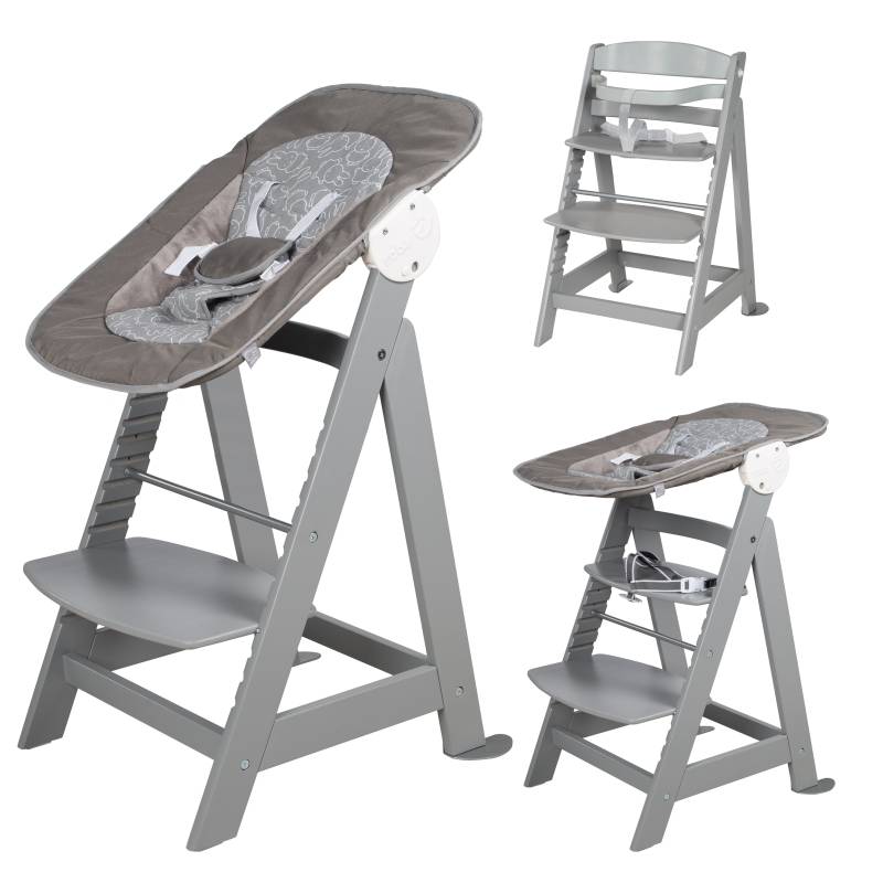 roba Treppenhochstuhl 'Born Up', Set 2in1, 'miffy®', Babyhochstuhl mit Liegefunktion, ab Geburt, taupe