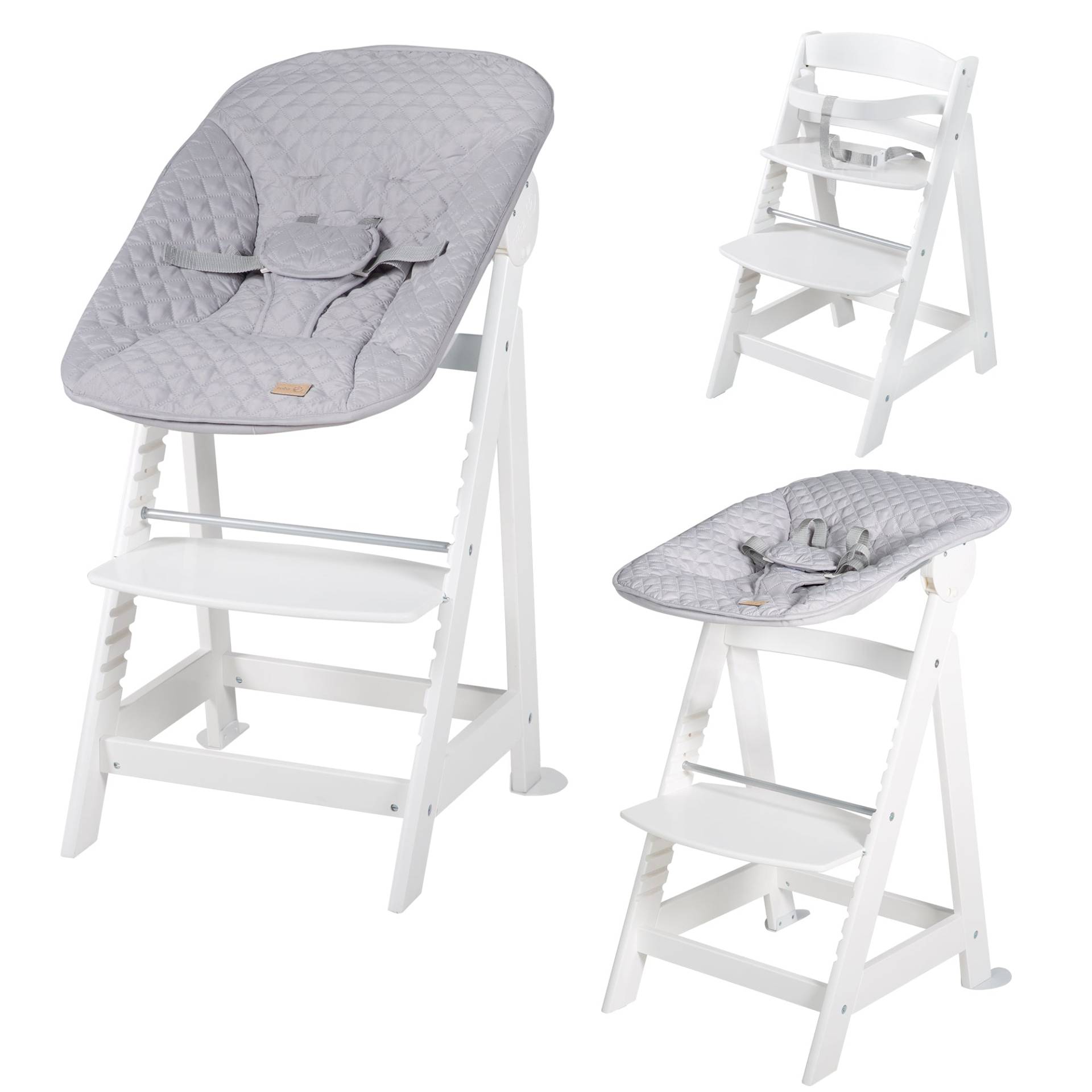 roba Treppenhochstuhl 'Born Up', Set 2in1, 'roba Style grau', Hochstuhl mit Liegefunktion, ab Geburt