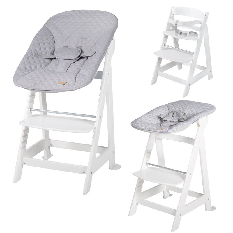roba Treppenhochstuhl 'Born Up', Set 2in1, 'roba Style grau', Hochstuhl mit Liegefunktion, ab Geburt