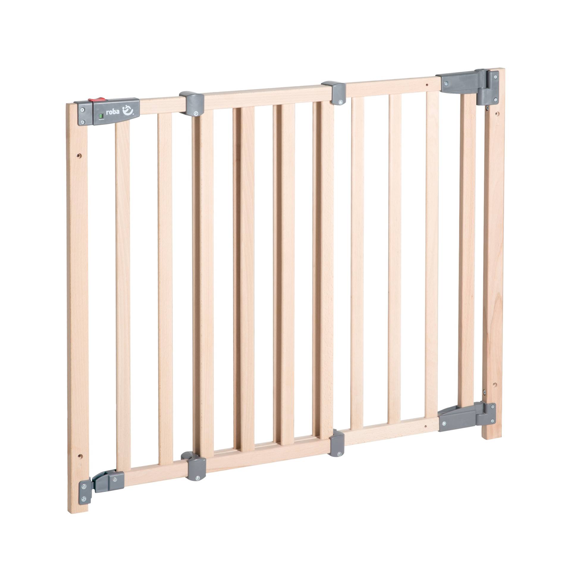 roba Türschutzgitter 'Safety Up', Schutzgitter mit Ampelfunktion, Buche massiv, 70 - 118,5 cm