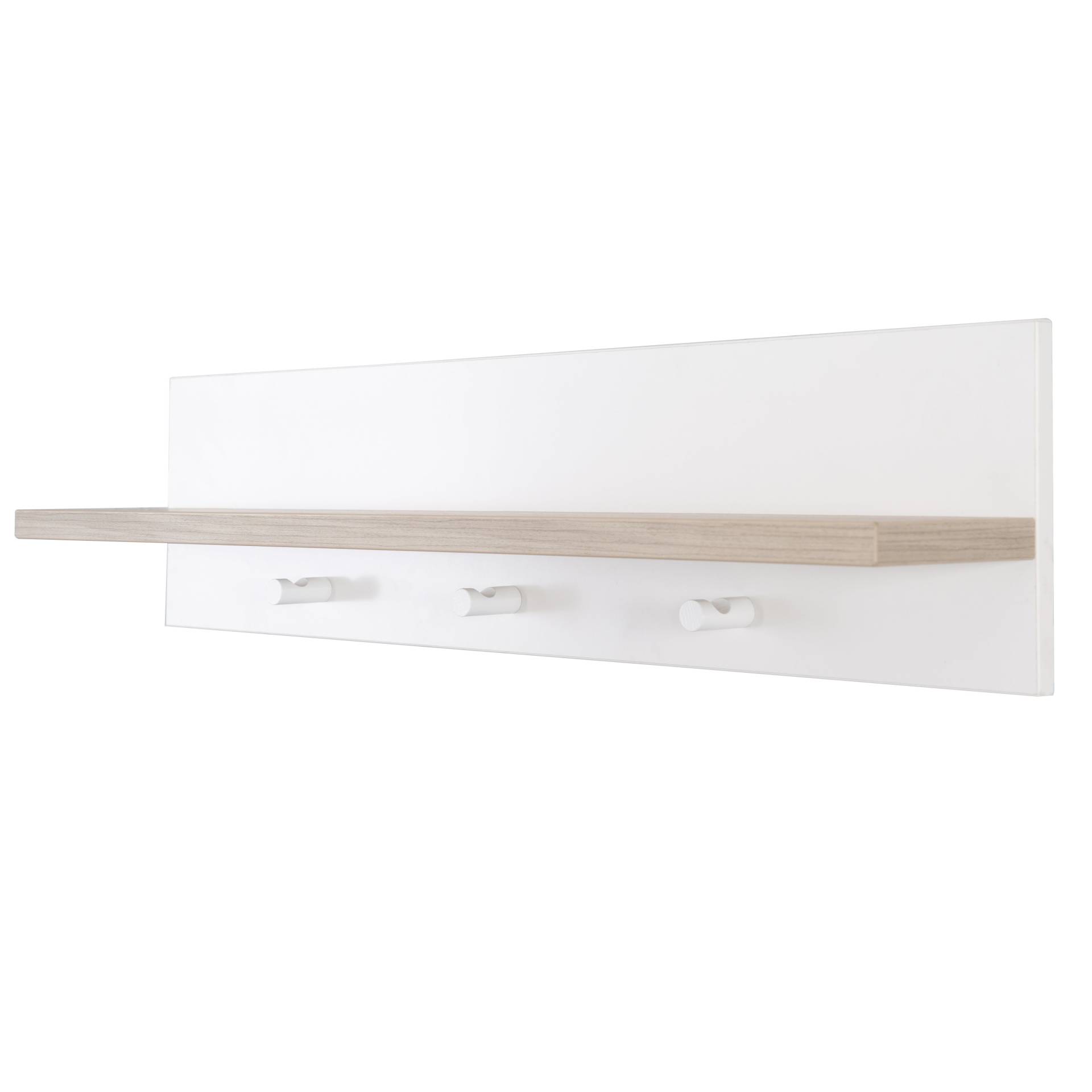 roba Universal-Wandgarderobe 'Moritz', mit Garderobenhaken und Ablage, weiß/Luna Elm