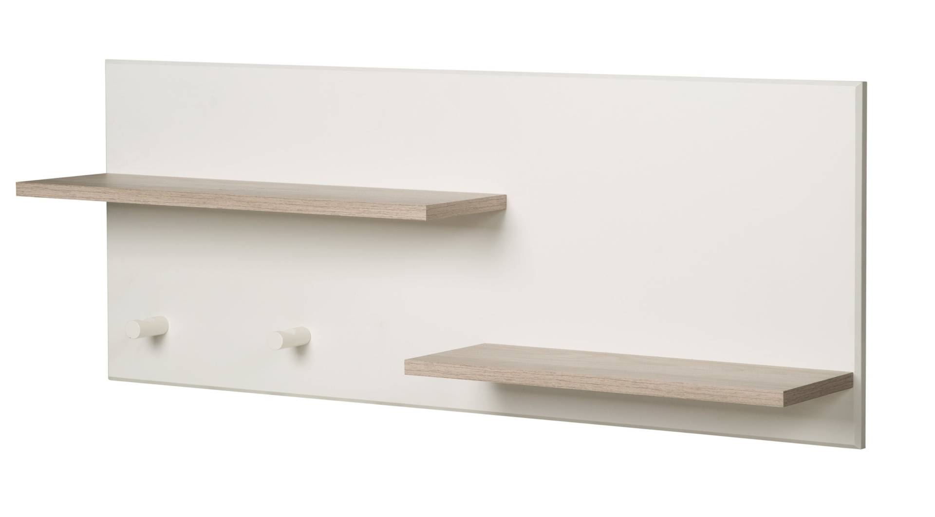 roba Wandregal 'Felicia', Wandboard über Wickelkommode, 2 Ablagen, 2 Haken, weiß/ Luna Elm