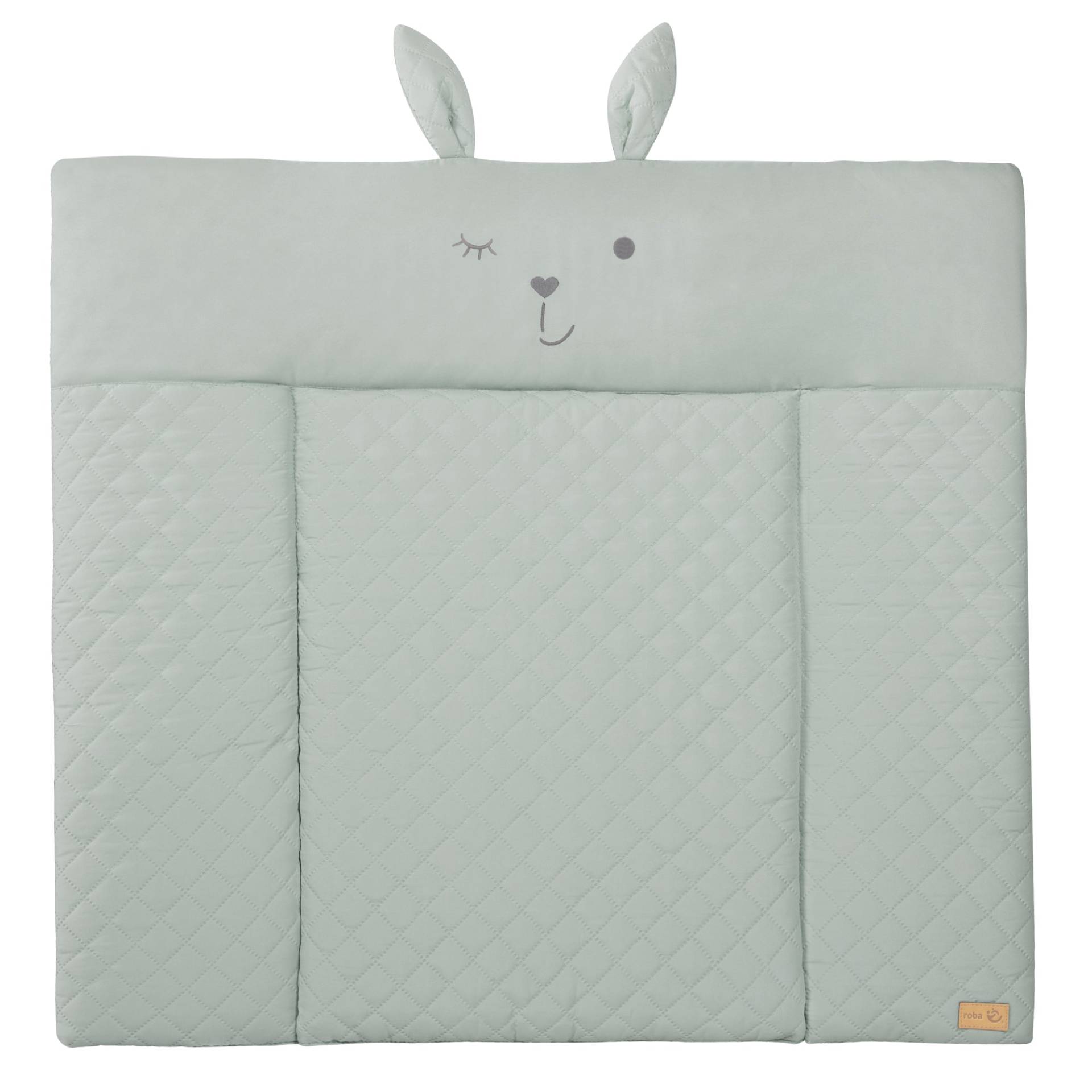 roba Wickelauflage soft 'roba Style' 85x75 cm, abwischbar, in frosty green, mit Hasengesicht „Lily“