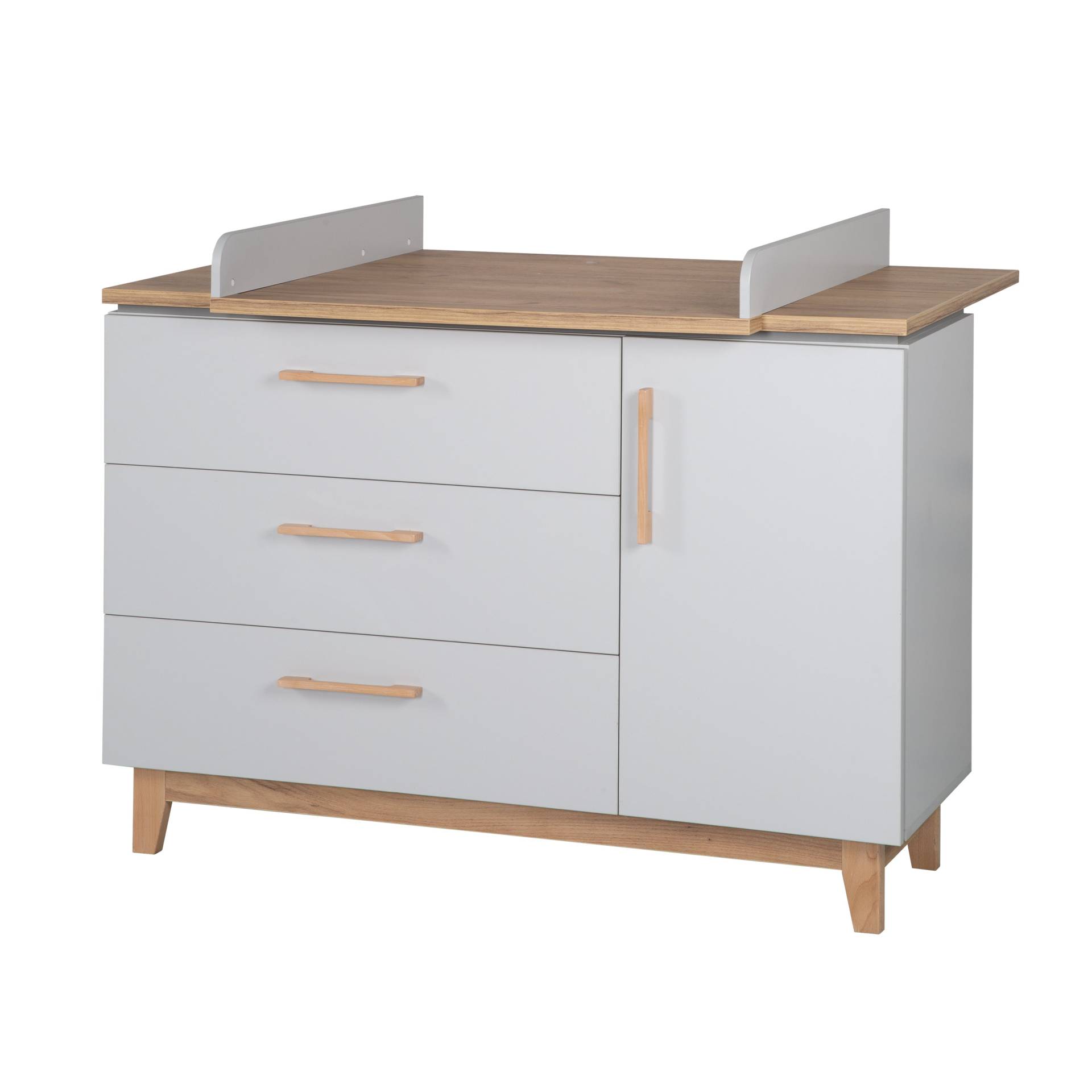 roba Wickelkommode 'Caro' mit Wickelansatz, Soft-Close, 1 Tür, 3 Schubladen, Wickelhöhe 94 cm