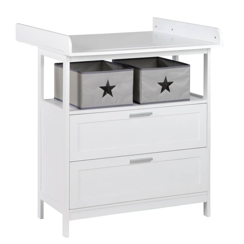 roba Wickelkommode 'Hamburg' mit Ansatz, 2 Schubladen, 2 Boxen, Wandbefestigung, Wickelhöhe 92 cm