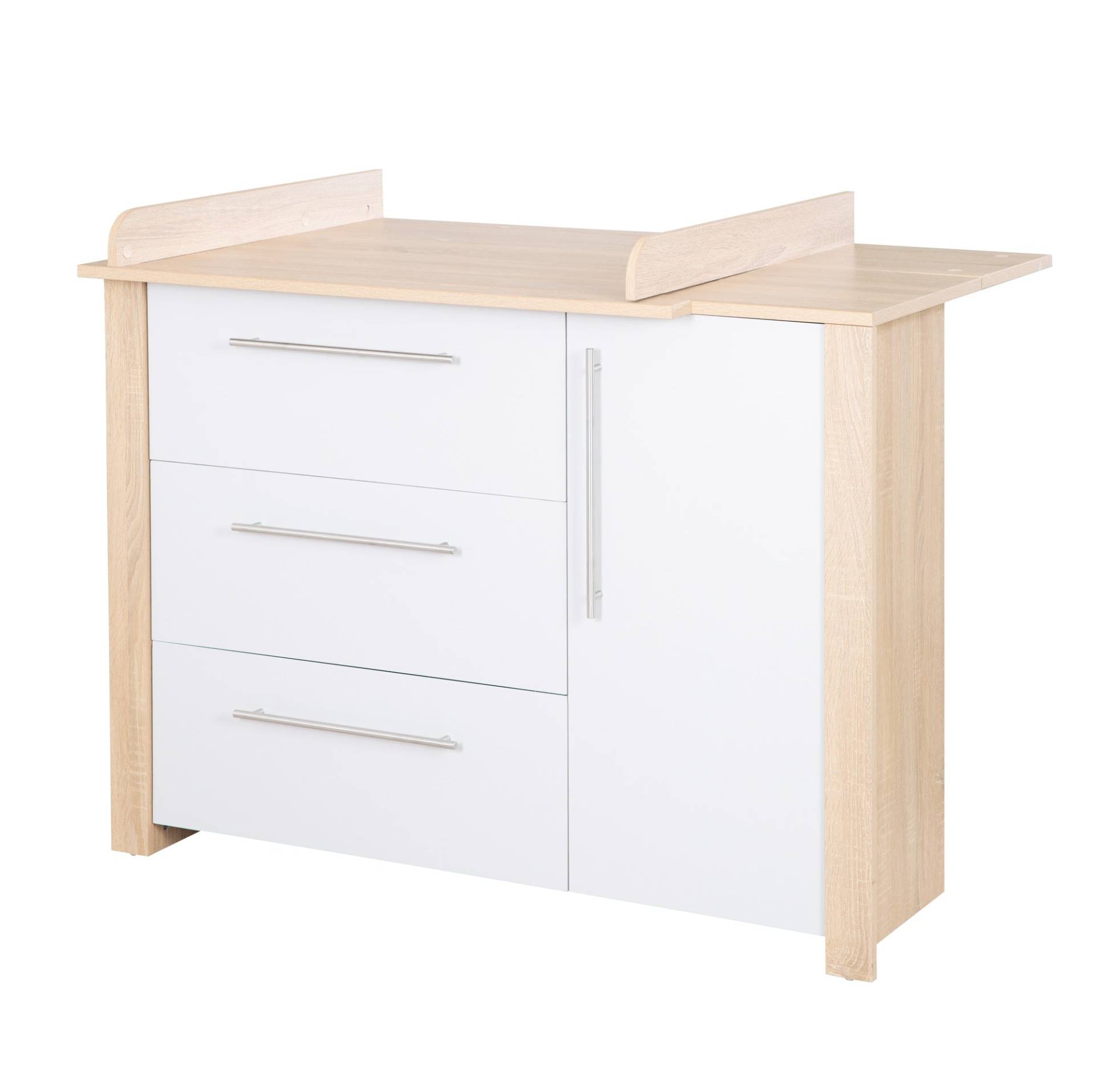 roba Wickelkommode 'Matilda', Soft-Close, 3 Schubladen, 1 Tür, Eiche sägerau/ grau