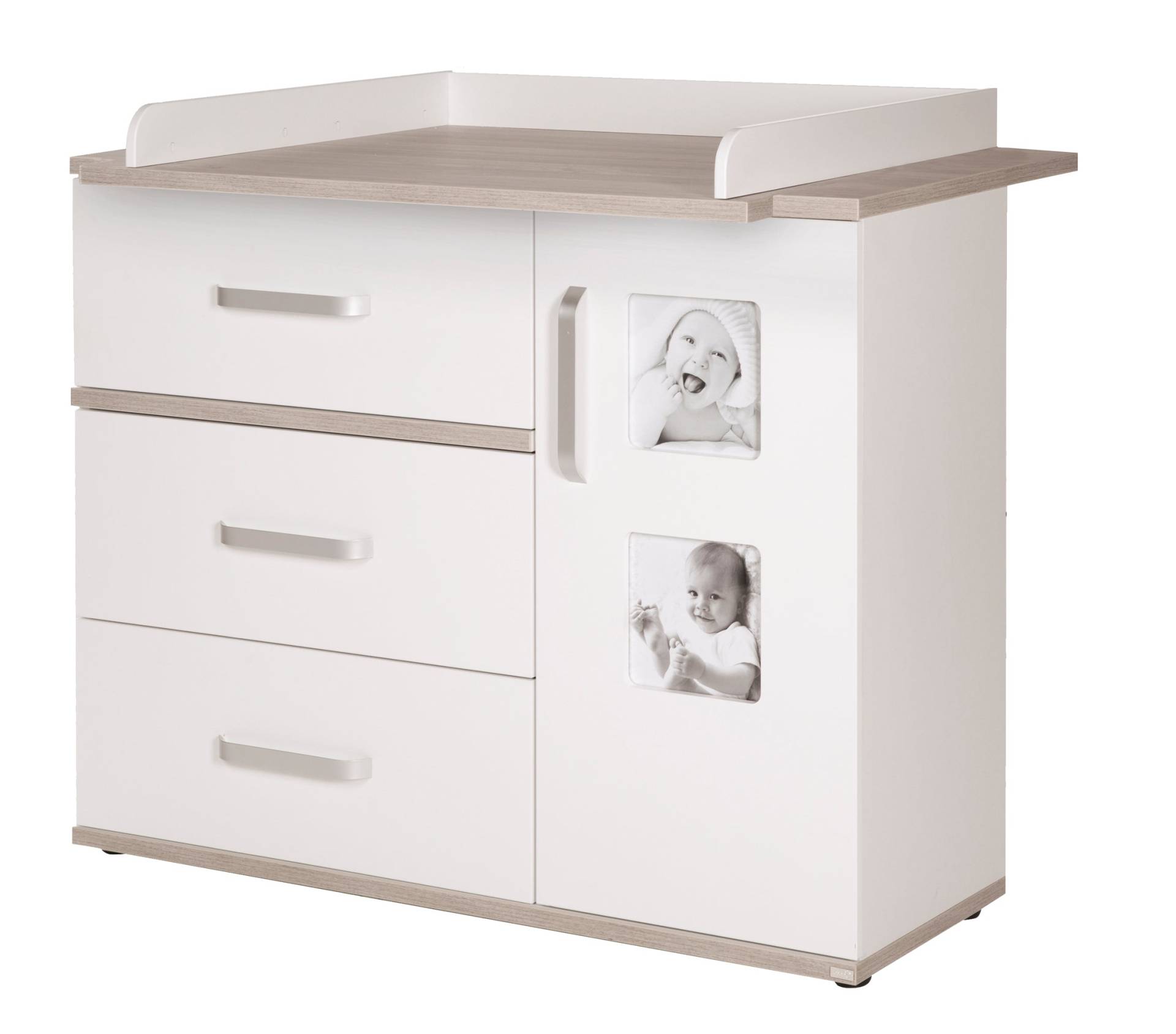 roba Wickelkommode 'Moritz‘ mit Wickelansatz, Wickeltisch mit 2 Bilderrahmen, Wickelhöhe: 94 cm