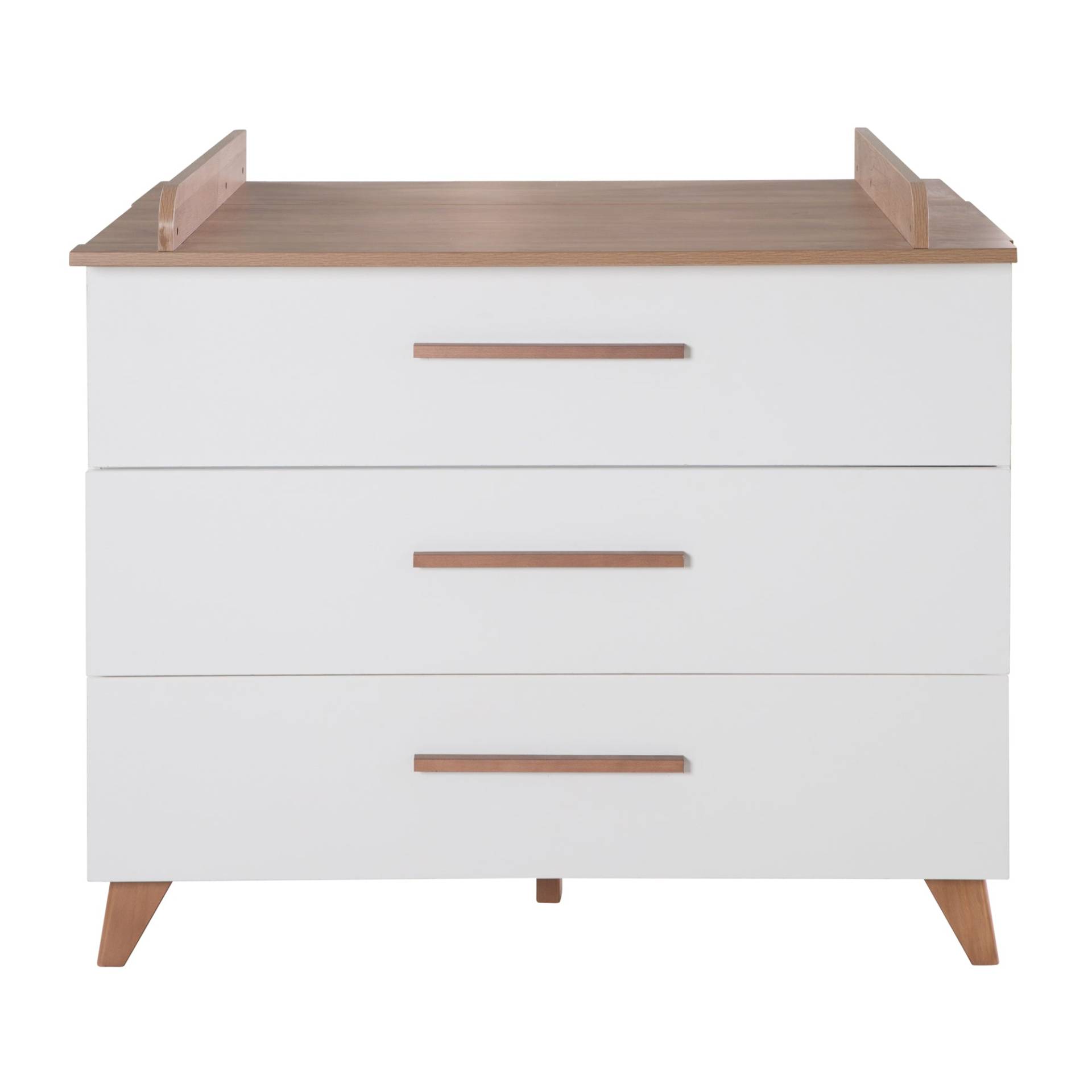 roba Wickelkommode 'Ole' - 3 Schubladen inkl. Holzgriffe & -füßen - Eiche / Weiß