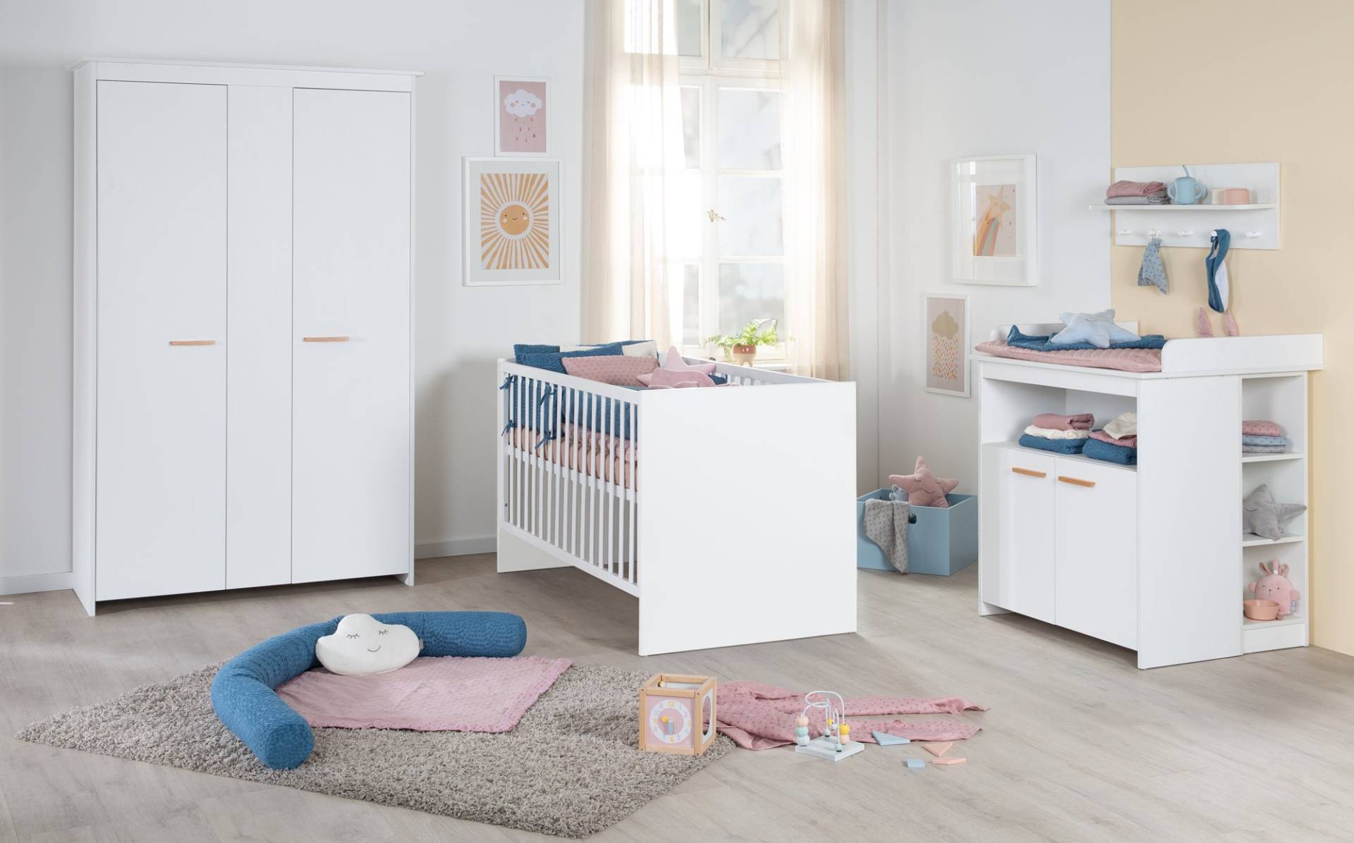 roba Zimmer Set 'Lilo' - Kombi-Bett 70x140 + Wickelkommode + Kleiderschrank - Weiß