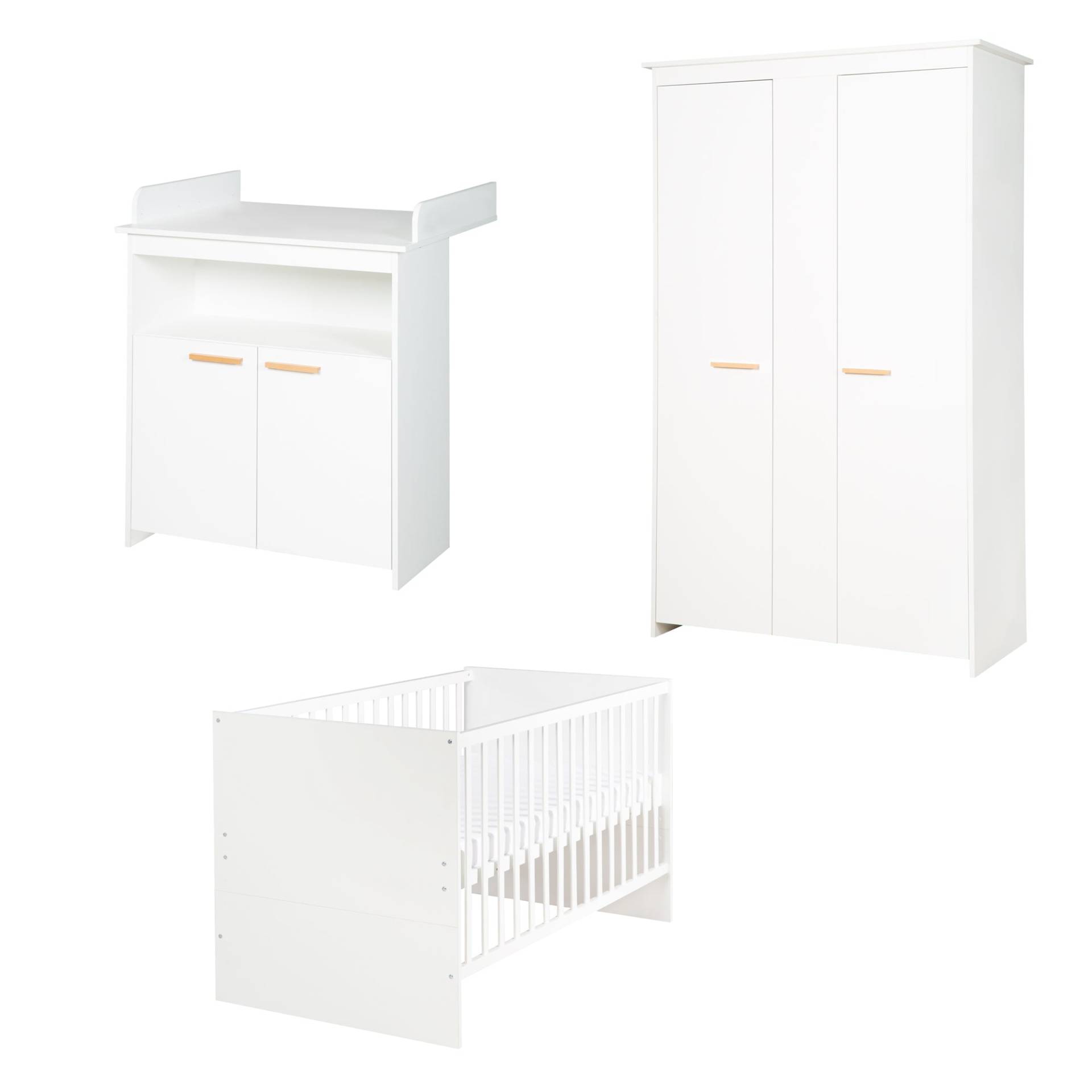 roba Zimmerset 'Anton' inkl. Kinderbett 70x140, Wickelkommode 2-türig, Kleiderschrank 2,5-türig