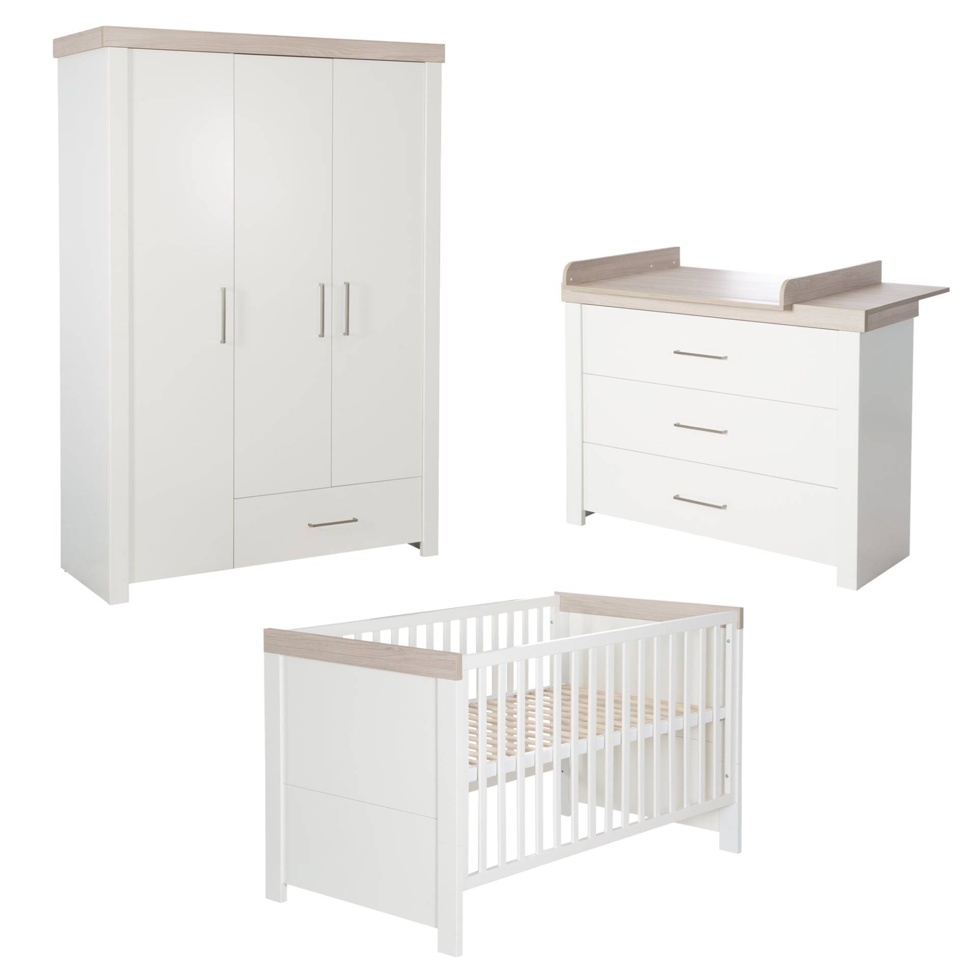roba Zimmerset 'Lucy' 3-teilig, inkl. Kombi-Kinderbett 70 x 140, Wickelkommode & Schrank 3-türig