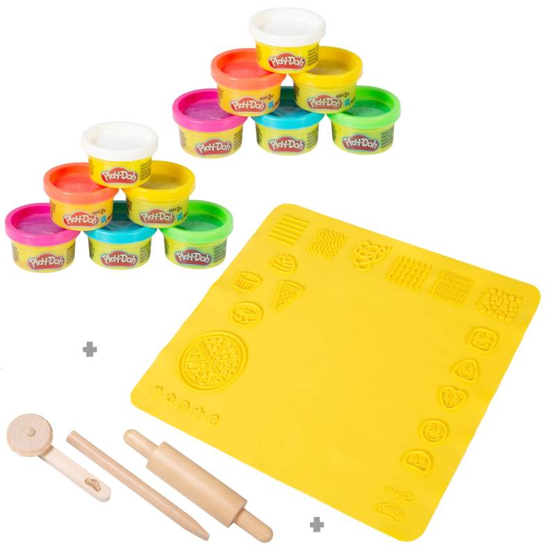 roba roba x Play-Doh Set - 3D-Kreativmatte mit 12 Knetdosen & Holzwerkzeugen roba roba x Play-Doh Set - 3D-Kreativmatte mit 12 Knetdosen & Holzwerkzeugen