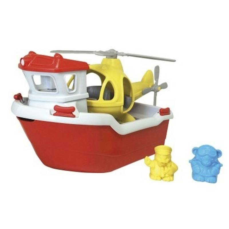 robuste Fähre mit Helikopter und Figuren Badespielzeug