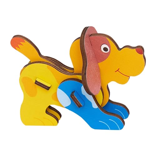 biteatey Tier-3D-Puzzle für Kinder,Tier-3D-Puzzle für Kleinkinder | Montessori-Hunderätsel | Hölzernes Tiermodell-Puzzlespielzeug, lustiges Puzzle, Feinmotoriktraining, Lernspielzeug von biteatey