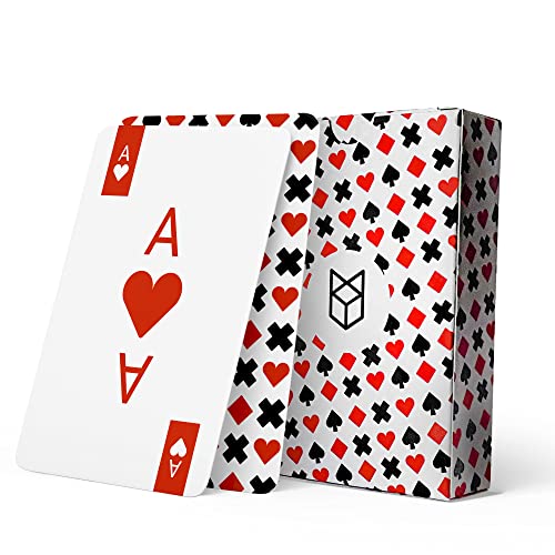 black fox games Kunststoff Profi Pokerkarten Plastik - wasserdichte Spielkarten 52 Karten + 2 Joker – Designer Kartendeck – Premium Skat Deck wasserfest von black fox games