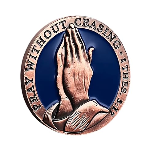 Gebetsmünze "Pray Without Ceasing", bronzefarben, mit eingraviertem Vaterunser inspirierender, religiöser Taschenchip Gebetsmünze "Pray Without Ceasing", bronzefarben, mit eingraviertem Vaterunser inspirierender, religiöser Taschenchip von blinkee