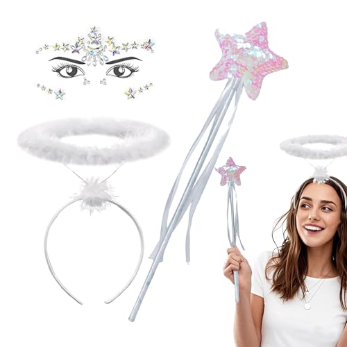 boluoboluomi Engels Kostüm Accessoire für Damen,Heiligenschein Engel Kostüm Zubehör,Heiligenschein weiß und Zauberstab,Gesicht Edelsteine,Halloween,Weihnachten,Karneval,Fasching Engel Haarreif boluoboluomi Engels Kostüm Accessoire für Damen,Heiligenschein Engel Kostüm Zubehör,Heiligenschein weiß und Zauberstab,Gesicht Edelsteine,Halloween,Weihnachten,Karneval,Fasching Engel Haarreif von boluoboluomi
