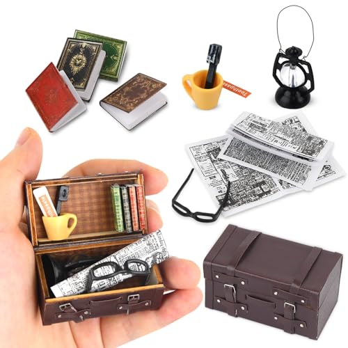 1:12 Miniatur puppenhaus zubehör,wichtel zubehör Weihnachten,1/12Miniatur Koffer Bücher Zeitung Zahnbrüste Zahnpasta Miniatur Puppenhausbücher Miniatur Wichtel Zubehör Weihnachten von boocooberg